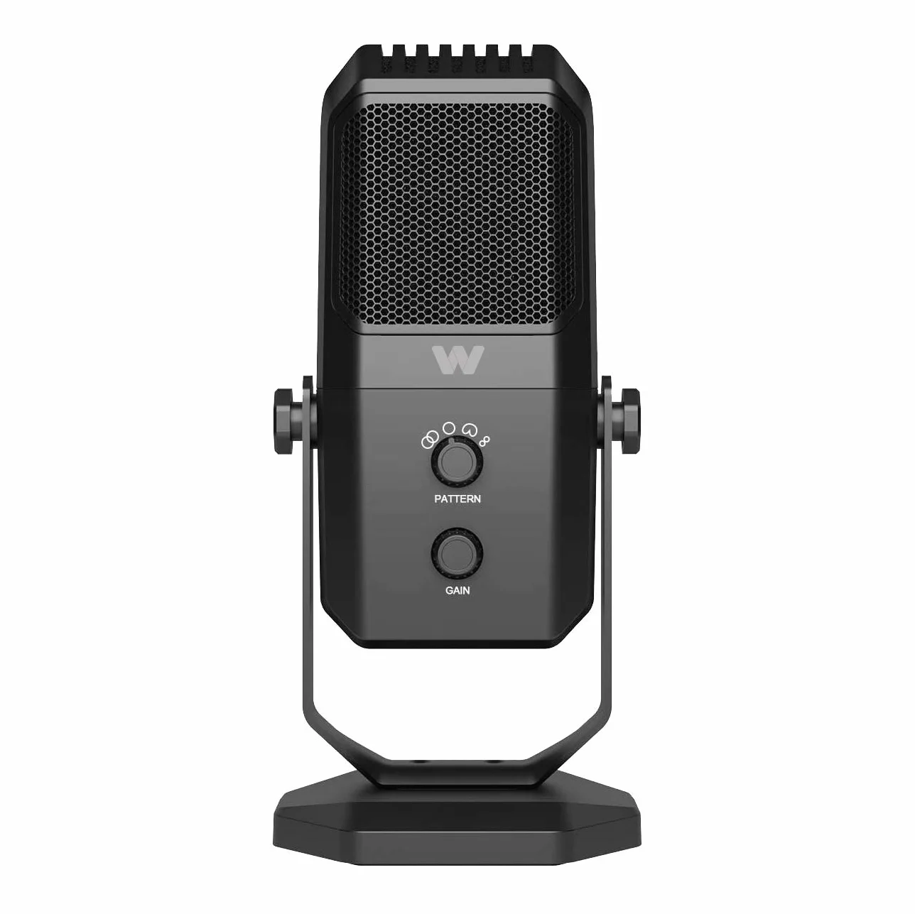 Woxter Mic Studio 100 Pro - Micrófono Profesional de Condensador (cardioide y omnidireccional, 3.5mm, tecnología vertigain, Compatible con Youtube, Skype, Twitch), Color Negro