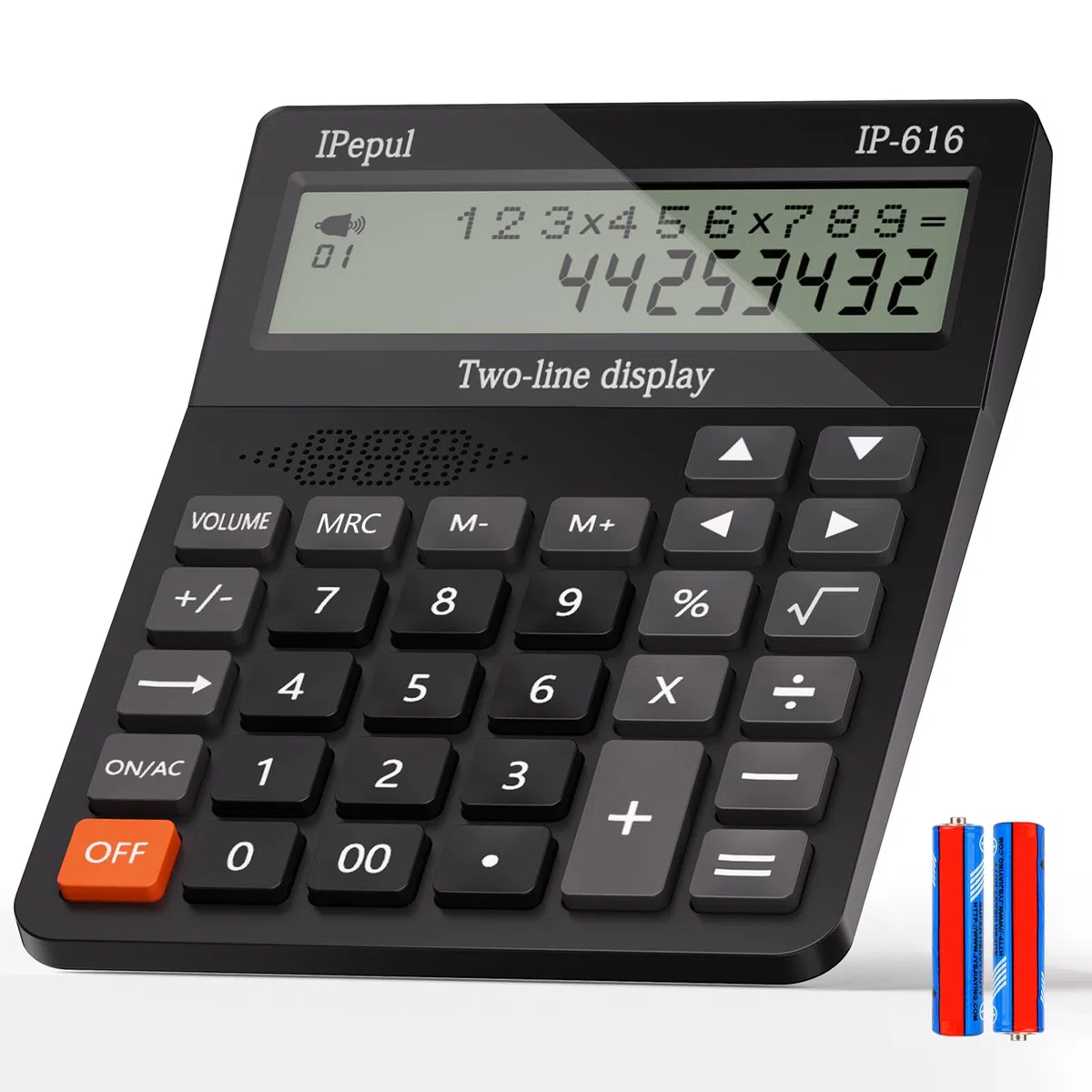 Calculadora de escritorio, calculadora de escritorio extra grande con pantalla de 2 líneas, calculadora básica con botones grandes y volumen ajustable, calculadora de 4 funciones para negocios