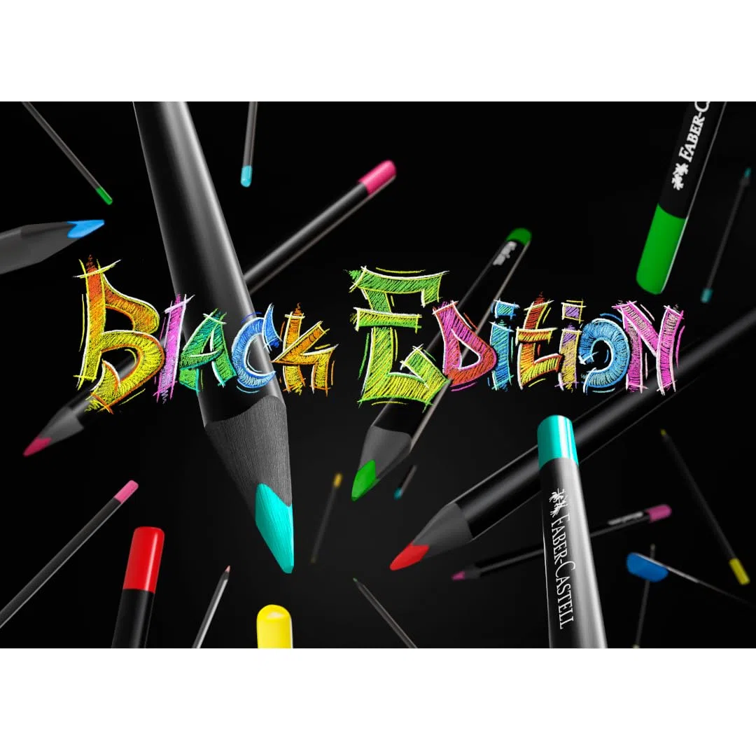 Faber-Castell 116411 - Lápices de color Black Edition, caja de 100, irrompibles, para niños y adultos