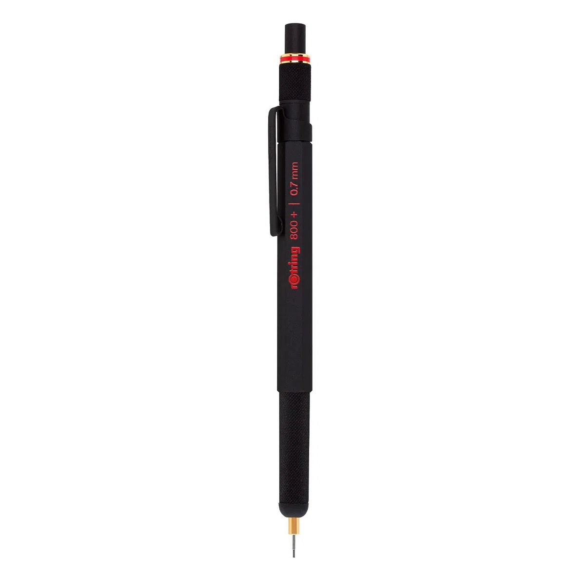 rOtring 800+ Portaminas y lápiz óptico para pantalla táctil | Lápiz retráctil HB de 0,7 mm | Cuerpo de metal negro