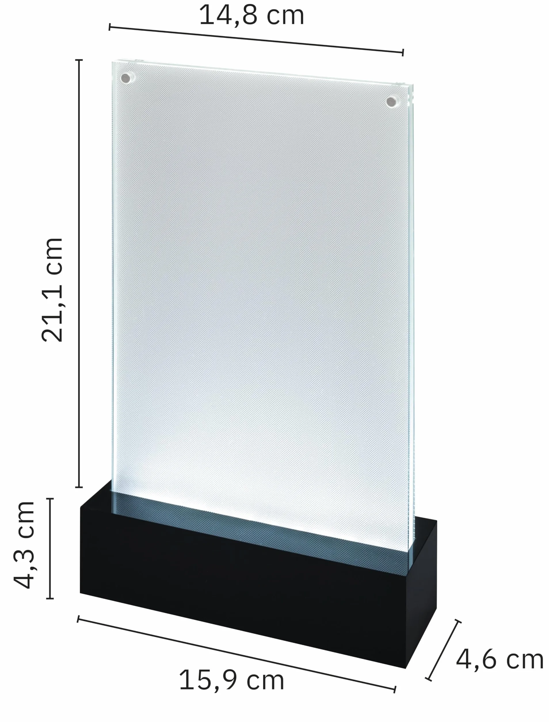 SIGEL TA422 Soporte de sobremesa con LED para A5, presentación a dos caras, con iluminación, transparente/negro, Acrílico