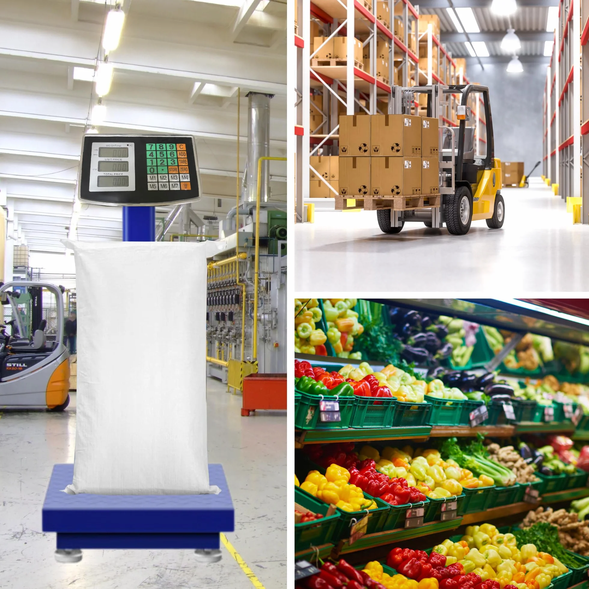 Báscula Industrial de Plataforma 300 kg. Balanza Digital Plegable con Pantalla LCD. Plataforma de Acero. Báscula Profesional Multifuncional, Perfecta para Paquetería, Almacenes, Comercios.