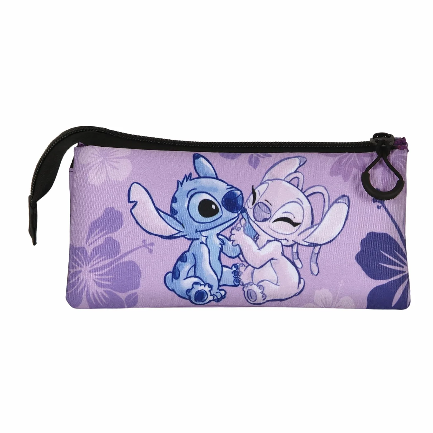 Disney Lilo y Stitch Stitch & Angel-Portatodo Triple Fan 2.0, Lila, 23 x 11 cm