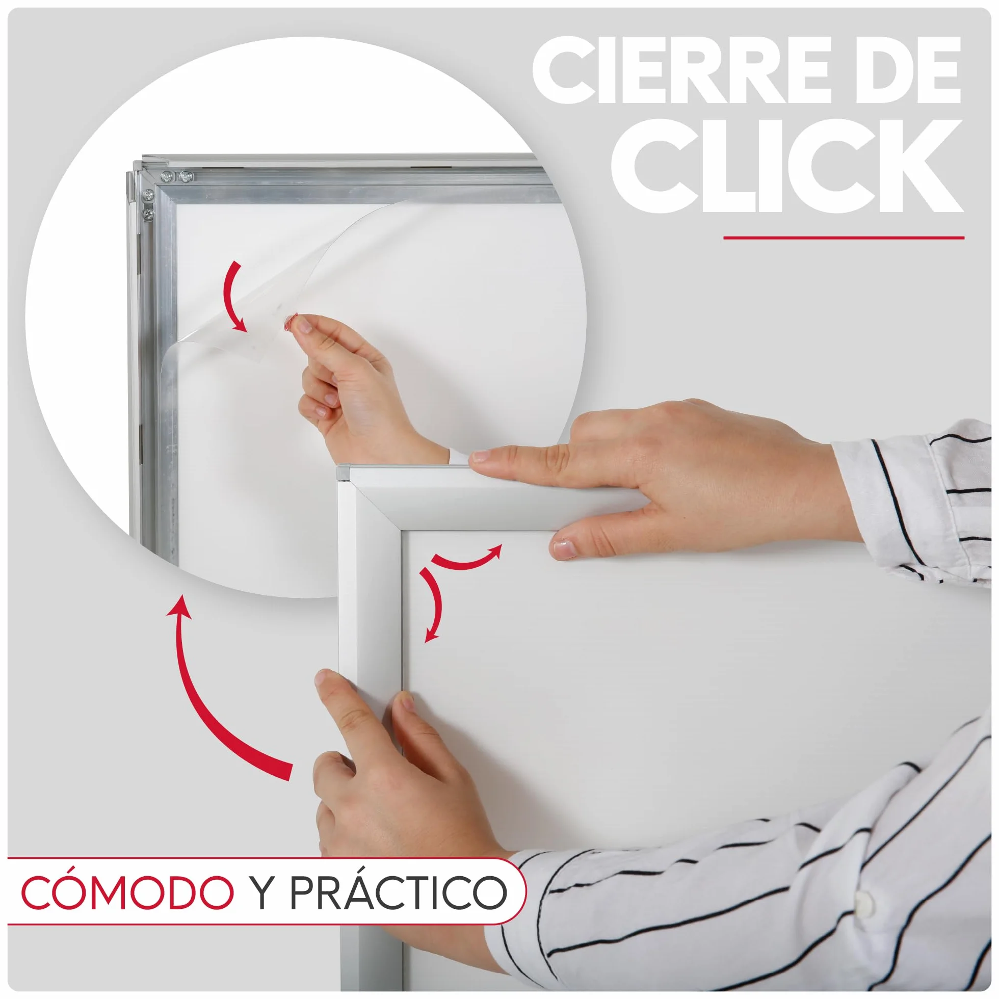 Expositor Publicitario Exterior con Base Rellenable y Ruedas | Soporte para Carteles con Marco de Apertura Click | Ideal para Publicidad en Calles y Comercios | A0 | Gris