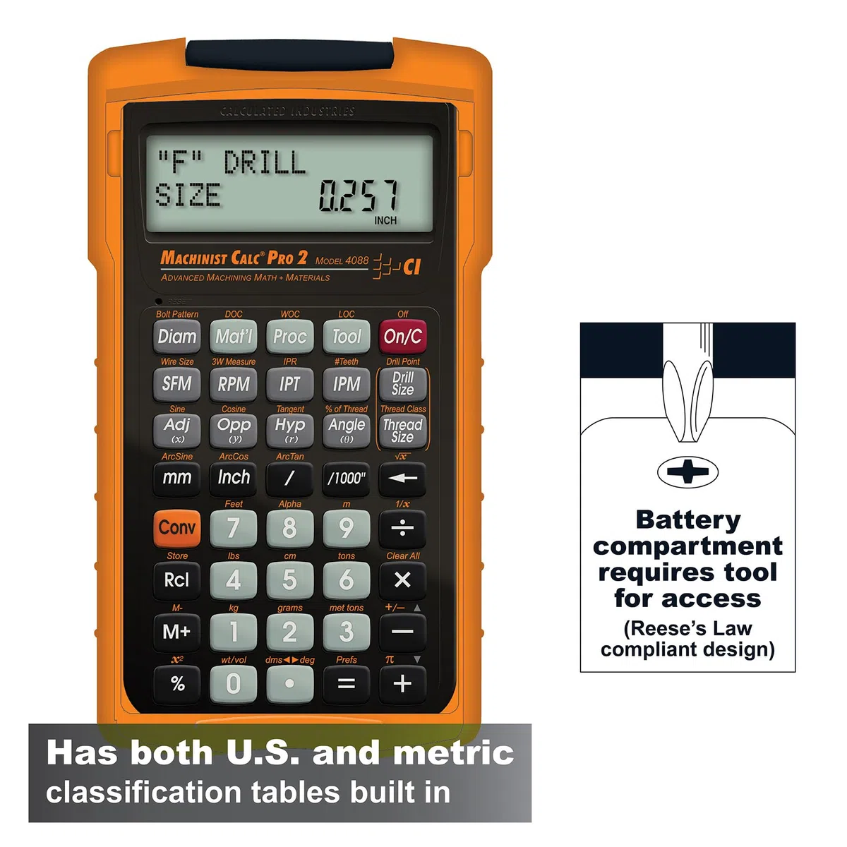 Calculated Industries 4088 Machinist Calc Pro 2 Advanced Machining Calculator | Velocidades y alimentaciones, DOC, LOC y WOC para ajustes de materiales y herramientas | Maquinistas, Setters, Fabricantes de herramientas y troqueles, Propietarios de tiendas