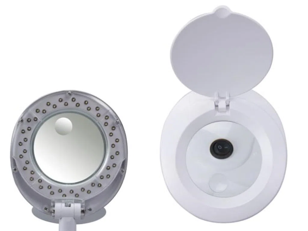 Velleman Lámpara lupa LED con base, lupa con luz 6 W, 30 LEDs, aumento 1,75x y 4x, lente 3 + 12 dioptrías 101 mm, luz diurna 6500 K, para lectura, hobby y precisión