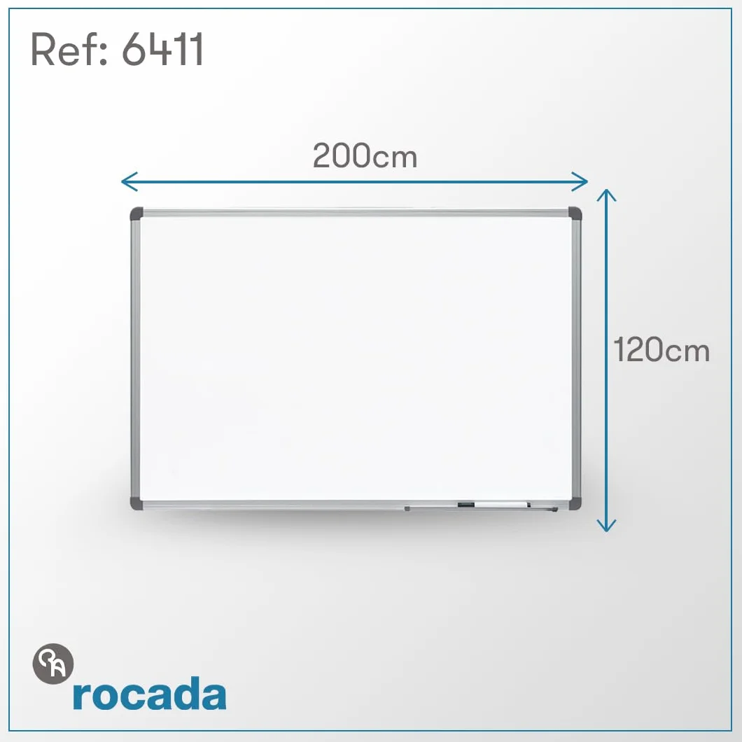 Pizarra Blanca Magnética 200 x 120 cm Marco de Aluminio Borrado en Seco