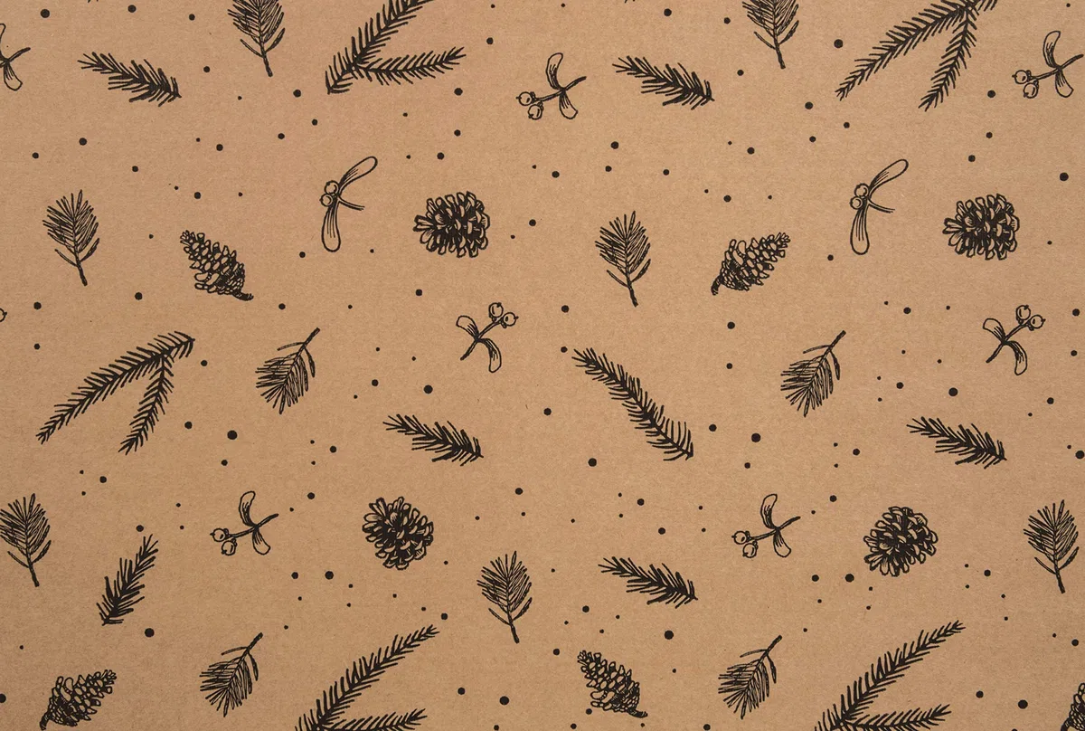 Cartón de Navidad, Embalaje con asa, Caja de regalo, Cartón de 310x200x350 mm con impresión navideña, Cartón marrón, Impresión navideña negra, Empaque fuerte, Papel de regalo, Sorpresa (15)