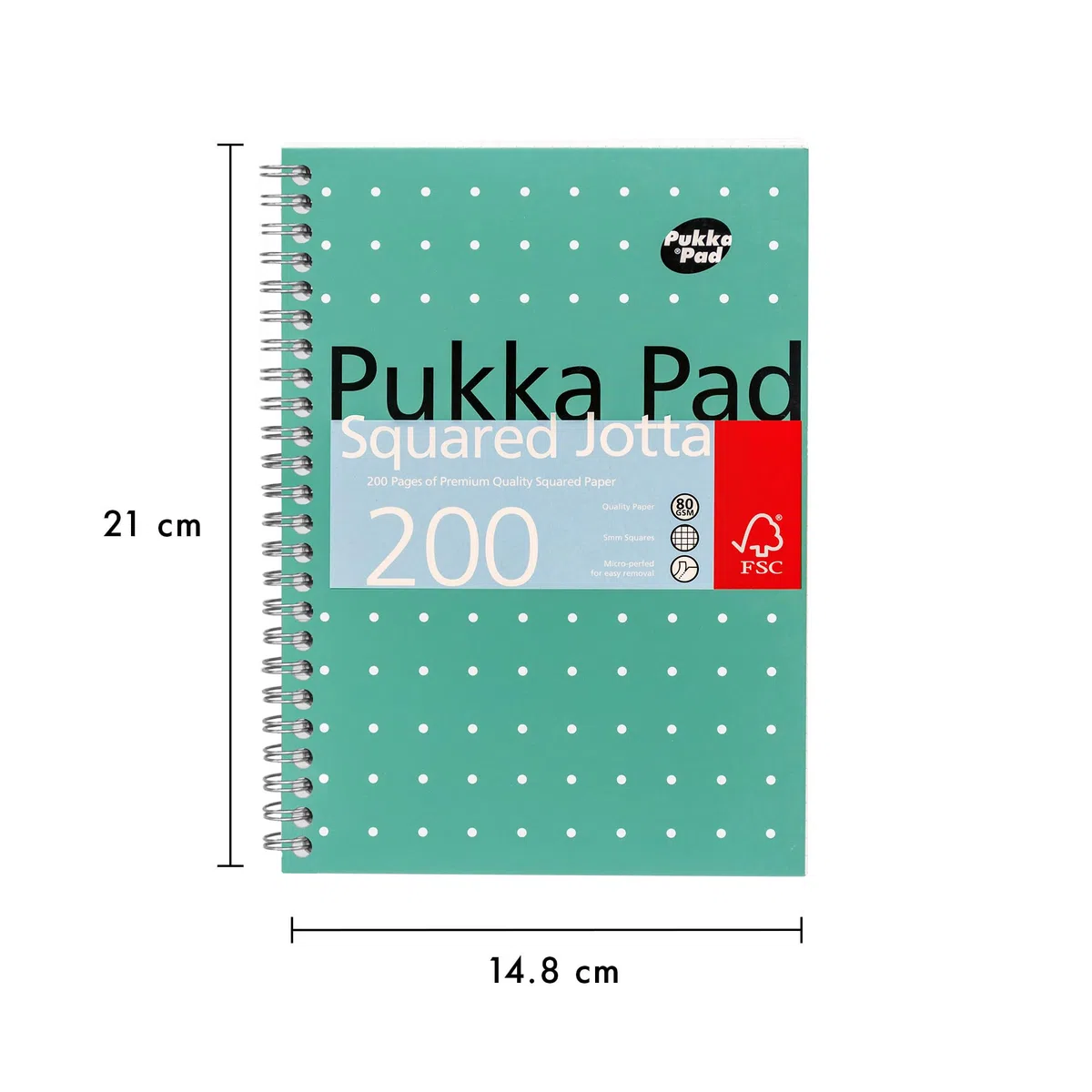 Pukka Pad, Cuaderno cuadriculado A5 Jotta Book paquete de 30 unidades – 21 x 14,9 cm - Cuaderno con espiral con cuadrados de 5 mm en papel blanco de 80 g/m² con bordes perforados para fácil extracción
