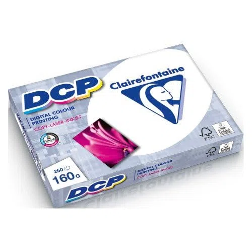 Clairefontaine Papel multifunción DCP, A4, 160 g/m², blanco (250 hojas), 1 paquete de 250 hojas