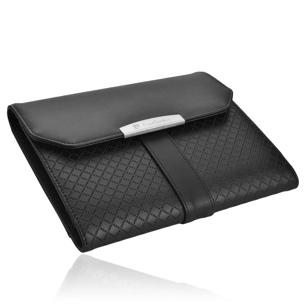 Pierre Cardin Funda de piel auténtica A5 con bloc de escritura, carpeta de documentos y tabletas de hasta 20.3 cm, iPad Pro Small Air Galaxy Tabs, carpeta de negocios de cuero Landes