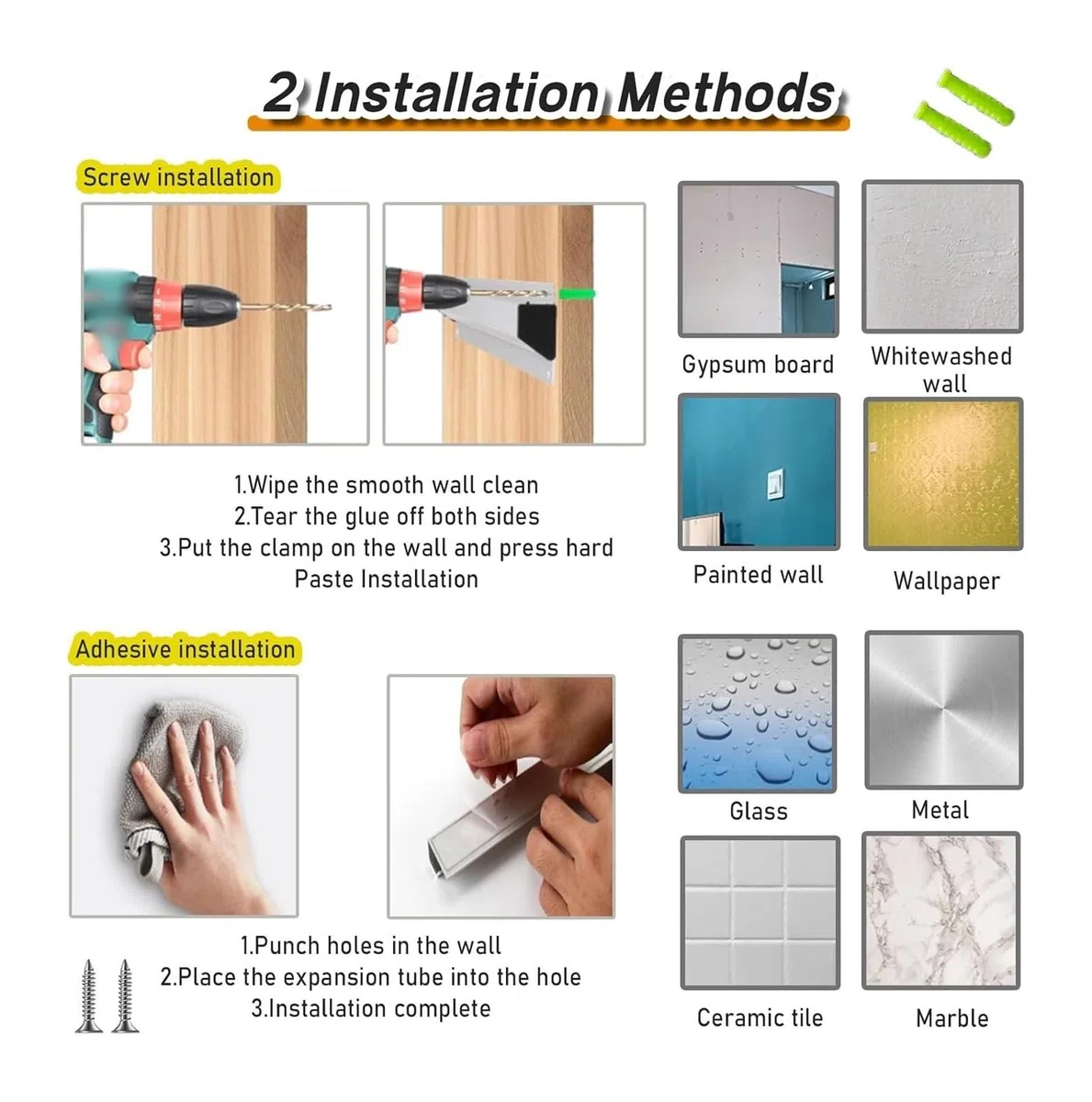 Soporte de pared para recibos, Riel for tickets for cocina y restaurante, autoadhesivo, de aluminio plateado, 36 pulgadas, paquete 1-4(4 pack) | 4 piezas