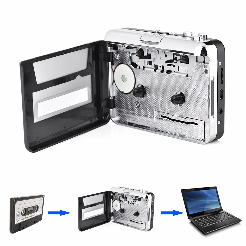 Cassette to MP3 Converter- Cassette Player USB Cassette Tape to PC MP3 CD Converter Capture, Cassette Recorder with Headphones, Fácil de Usar