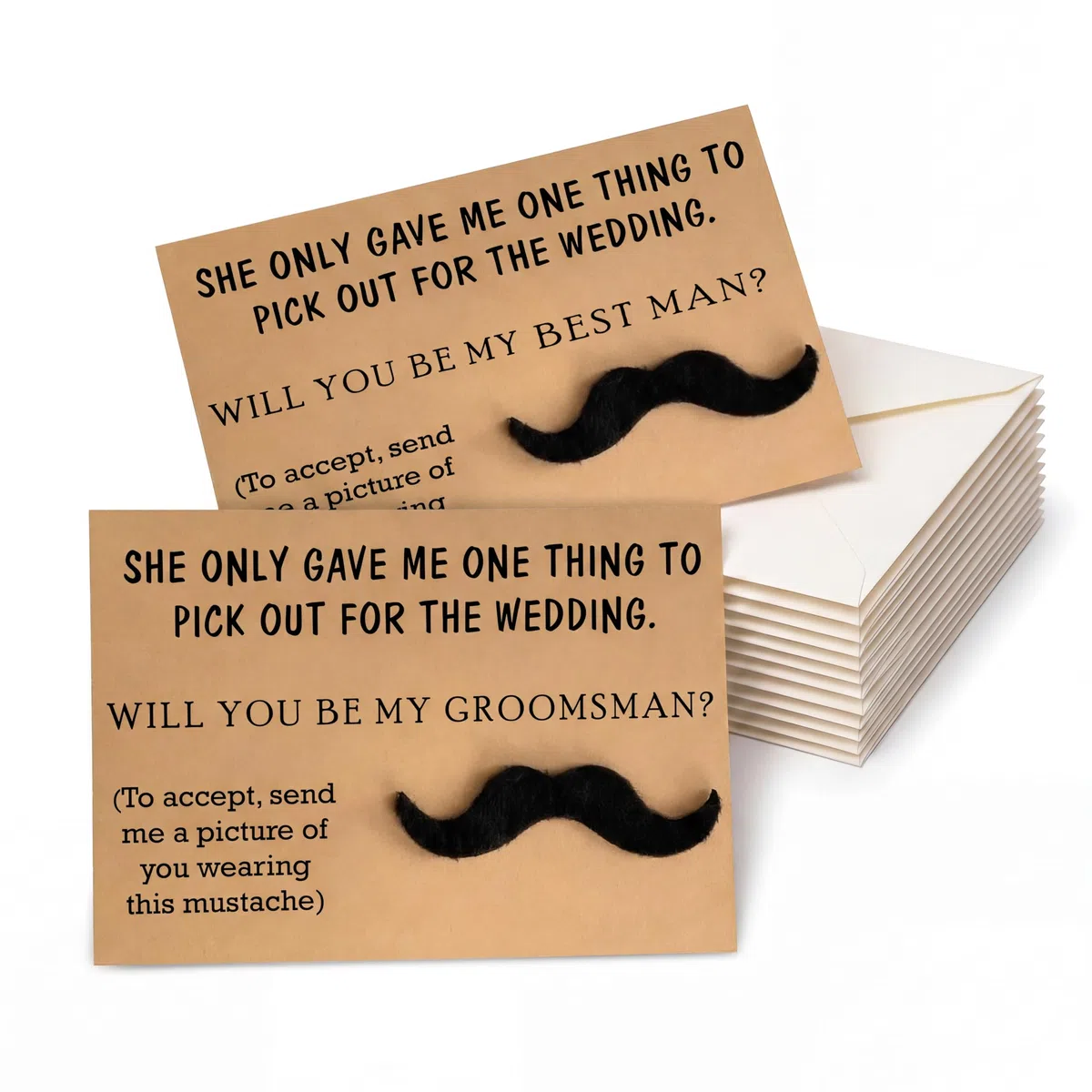 Tarjetas de propuesta de padrinos de boda con bigote, juego de 8 con sobres de 5 x 7 pulgadas, divertidos regalos de propuesta de padrinos de boda para boda