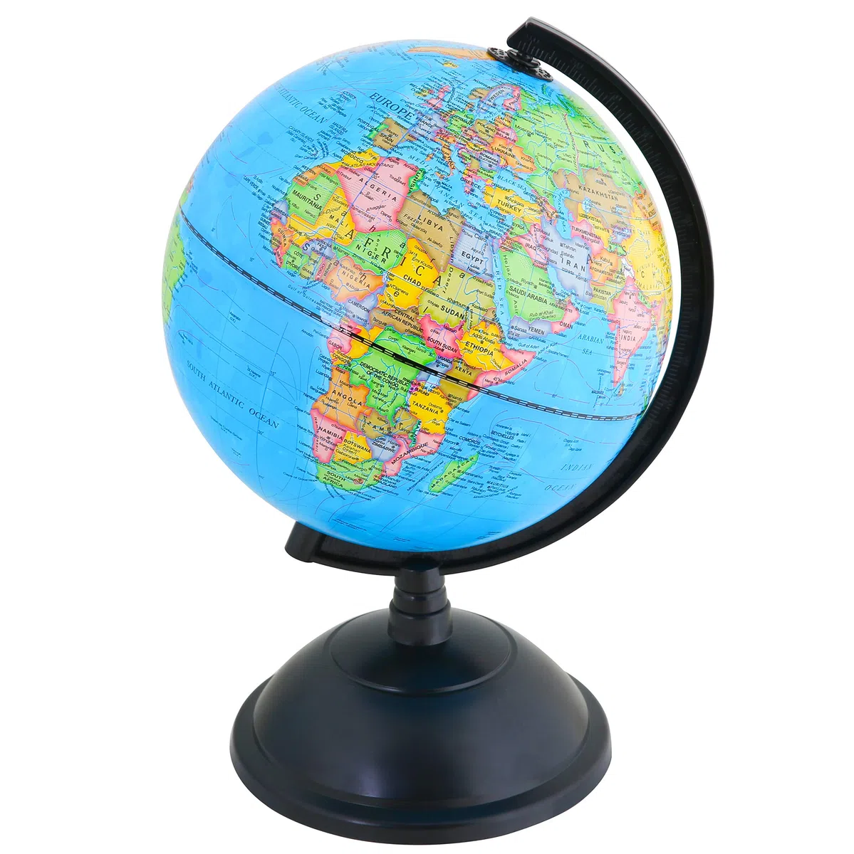 Exerz 20cm Globo Terráqueo - Mapa en Inglés - Educativo Globo Girable Decoración de Escritorio - Mapa Político Geográfica/Moderna - Diámetro 20cm