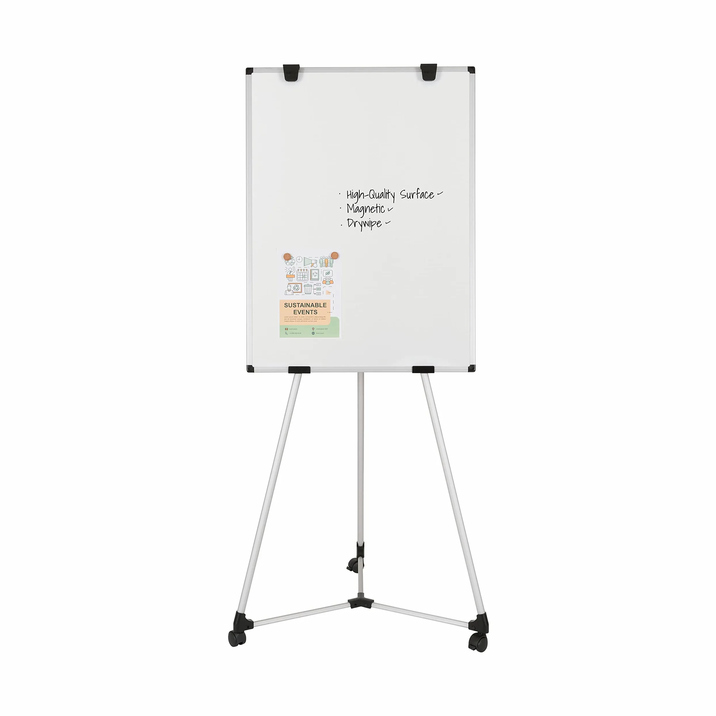 Bi-Office Earth Kyoto Flipchart caballete magnético móvil, 70 x 100 cm (tamaño europeo), superficie de acero lacado borrado en seco, marco de aluminio