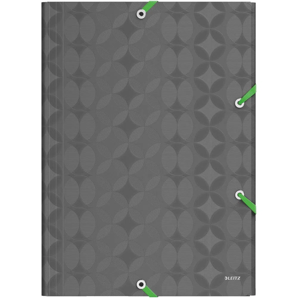 Leitz Carpeta de 3 solapas Retro Chic, Capacidad para 150 hojas, A4, Cierre elástico, Plástico flexible, Gris oscuro, 45150089