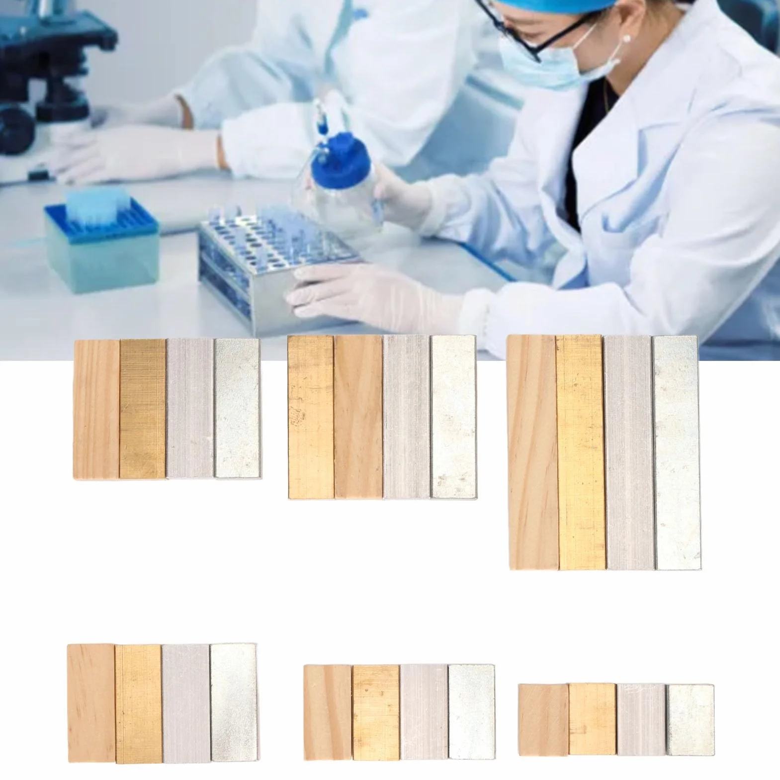 Dekaim Juego de cubos de densidad científica, juego de 24 cubos de densidad científica, juego de bloques de densidad de madera de hierro de cobre para experimentos escolares latorios