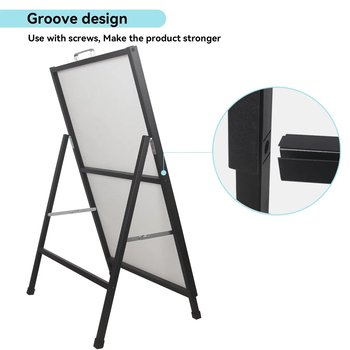 Tablero sándwich de 24 x 36 pulgadas con marco en A, resistente para carteles, portátil, plegable, para publicidad, color negro, paquete de 2 (solo marco, sin tablero)