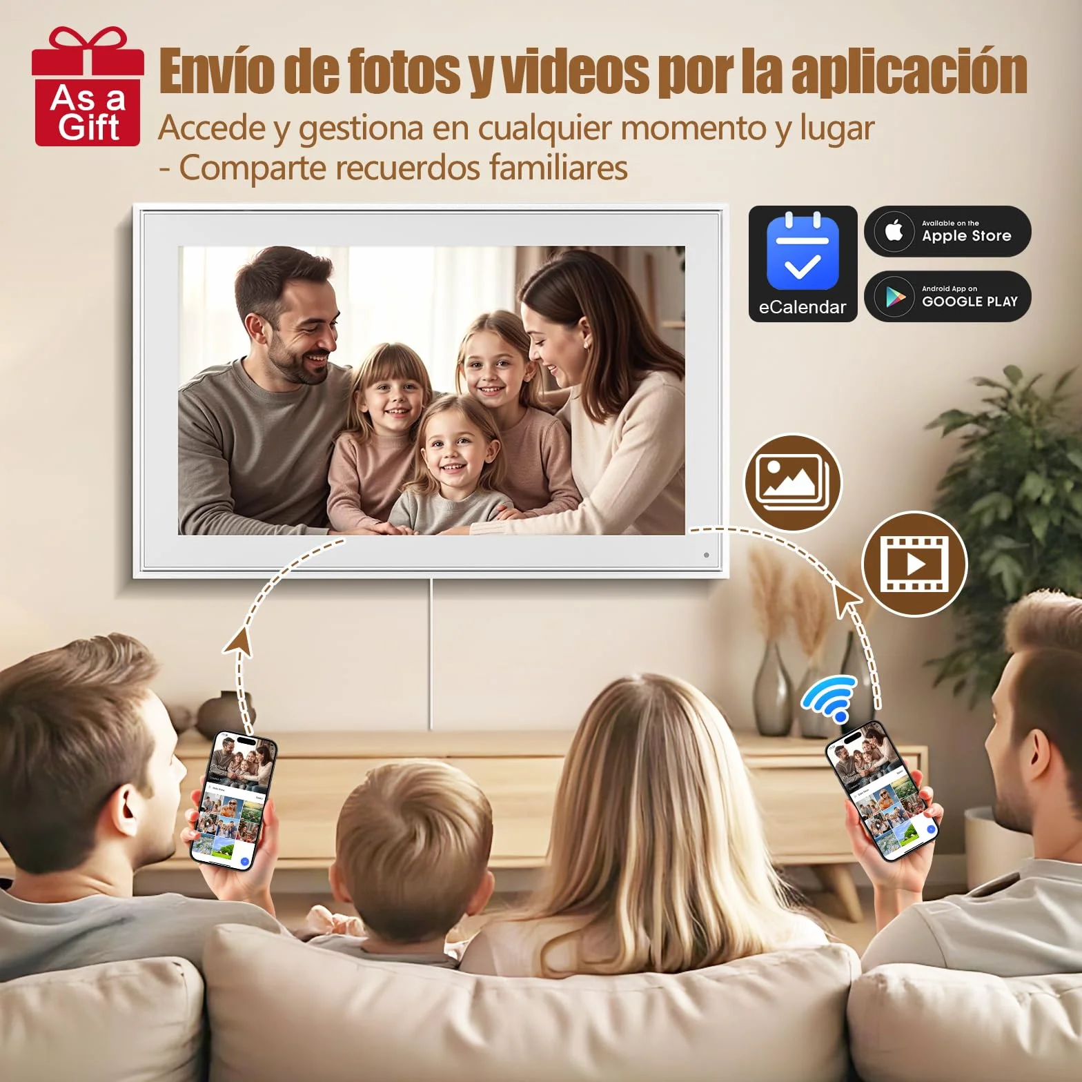 Calendario Digital inteligente, pantalla táctil inteligente HD de 21,5 Pulgadas, Organizador Familiar Inteligente con Pantalla Táctil, planificador WiFi, horario de comidas, tabla de tareas