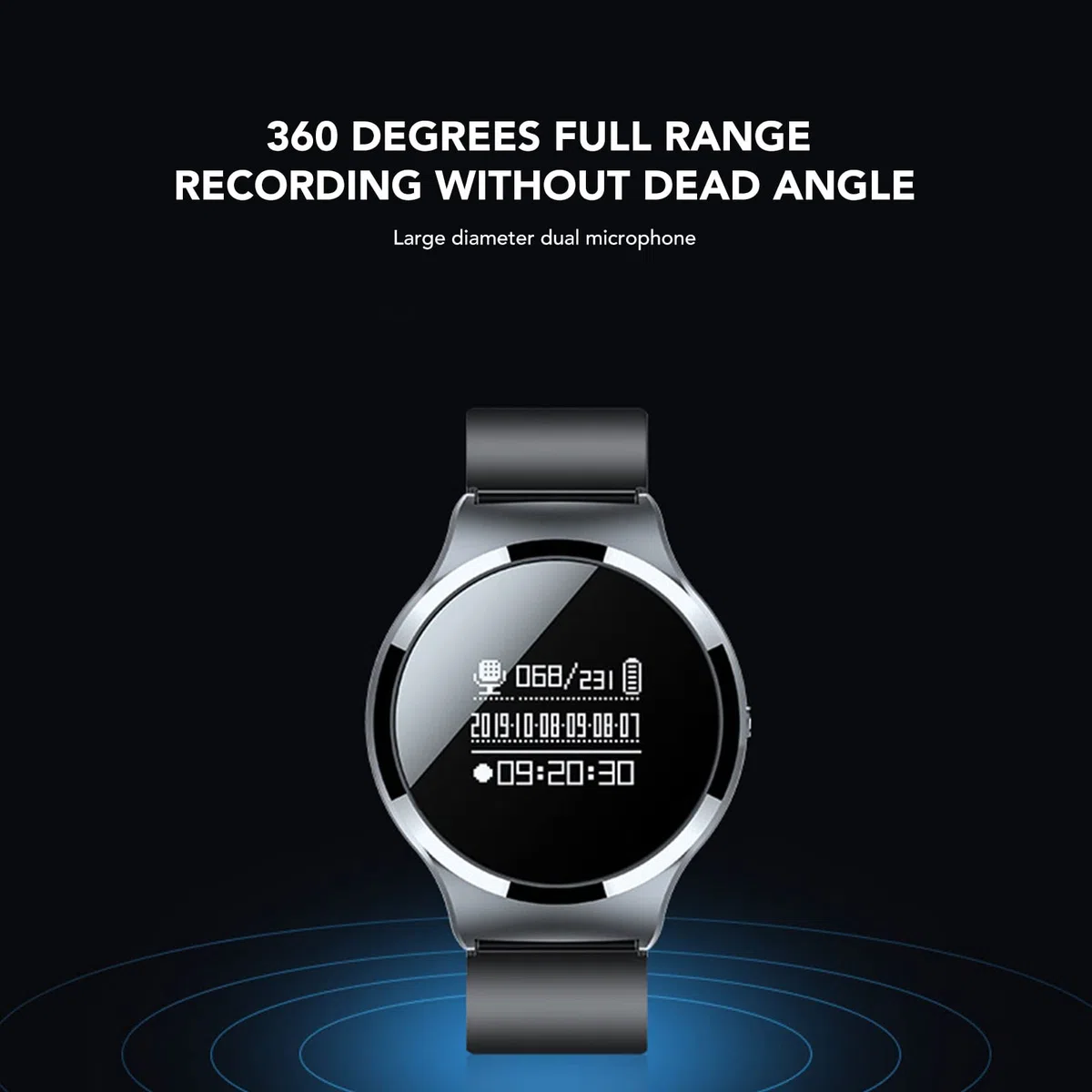 Grabadora de Voz, Reducción de Ruido HD Grabadora de Función MP3, Grabadora de Voz de Ahorro Automático, Reloj de Cifrado de Archivos Portátil (8 Go)