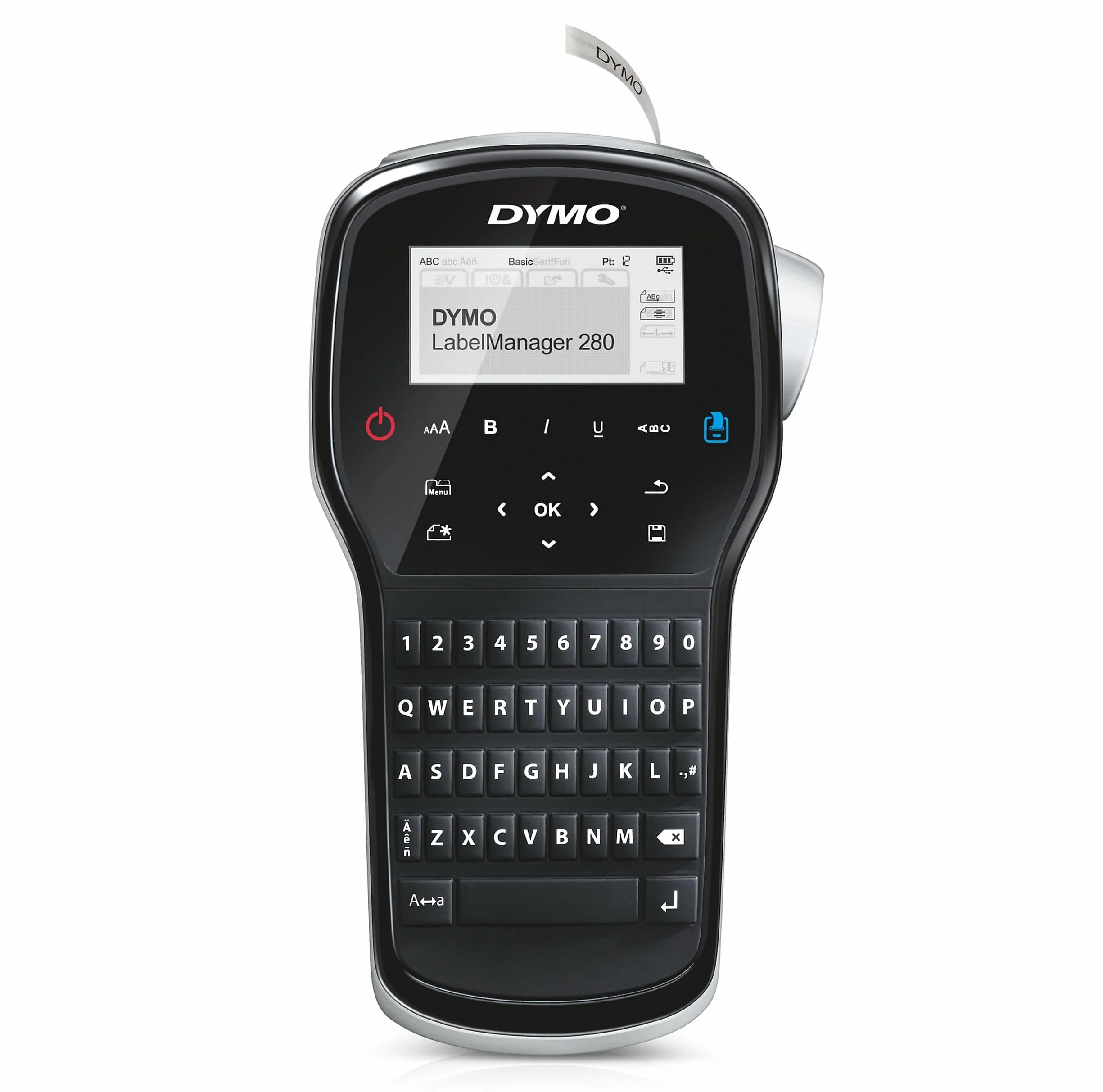 DYMO LabelManager Etiquetadora | Impresora de Etiquetas portátil Recargable con Teclado QWERTY | Incluye Cinta de Etiquetas D1 en Blanco y Negro (12 mm) | para el hogar y la Oficina (Enchufe UE)
