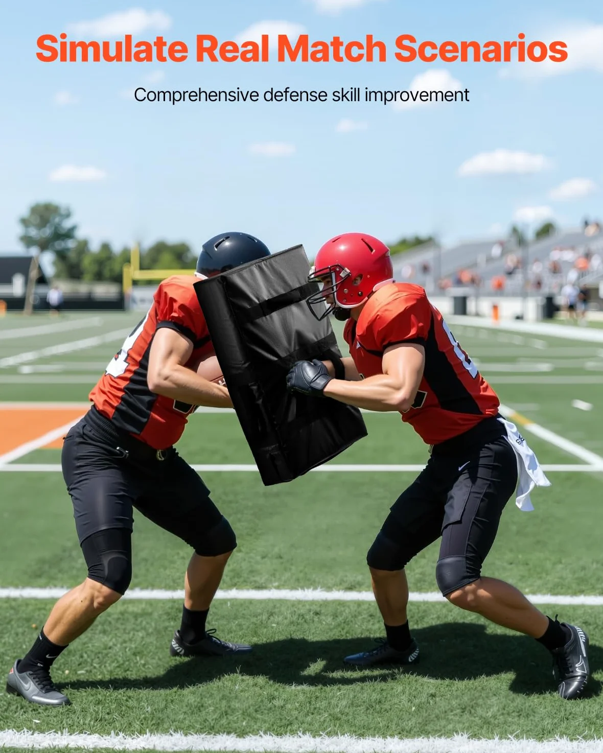 VEVOR Maniquí de Bloqueo para Fútbol Americano, Almohadilla Protectora con Asas, Esponja Alta Densidad, Equipo de Entrenamiento Resistente para Hockey, Lacrosse, Negro, 2 uds, 600 x 405 x 240 mm