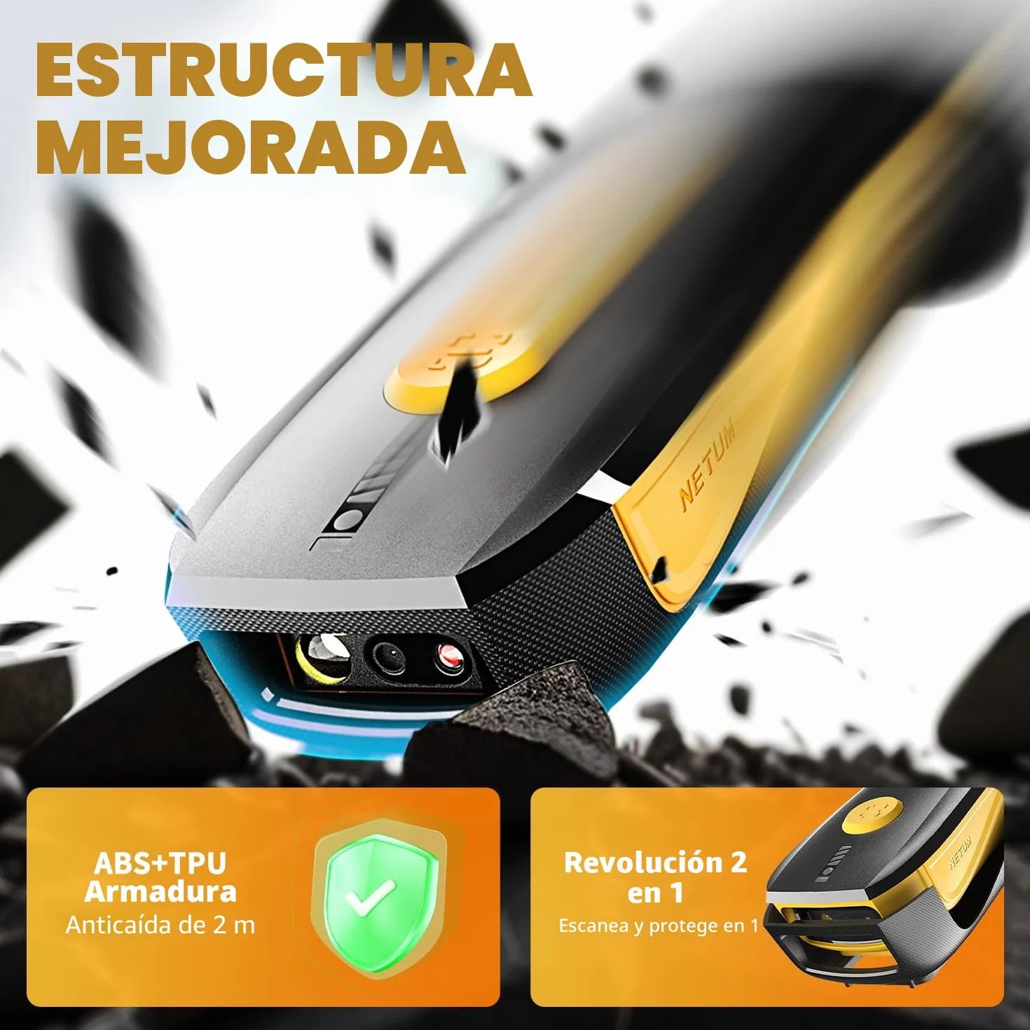 NETUM CS7501 Escáner de Código QR Bluetooth, Lector de Código de Barras Portátil 1D 2D Inalámbrico para Gestión de Inventario