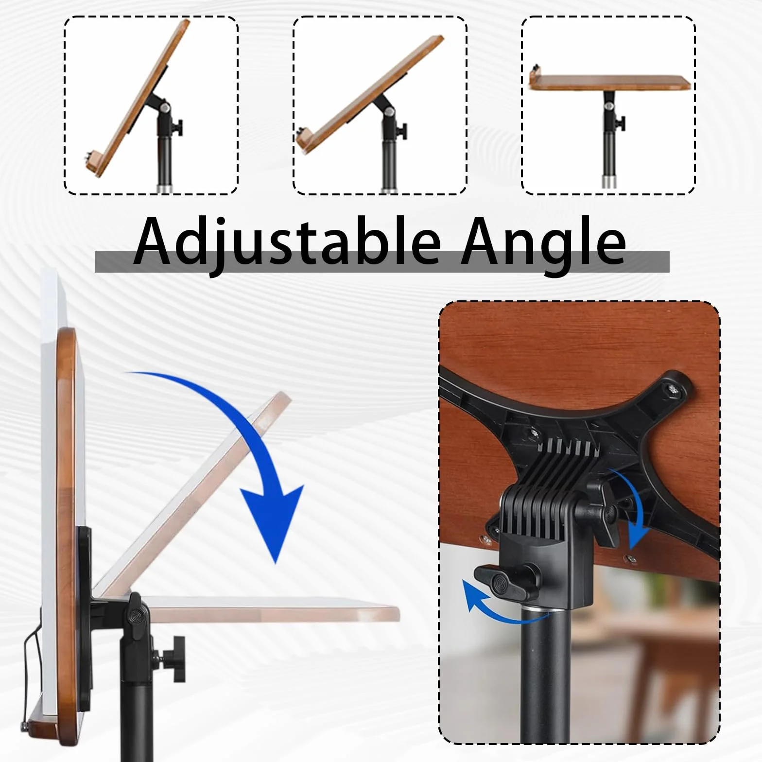 Atril de pie, soporte para libros ajustable, altura ajustable de 80 a 130 cm, mesa portátil para ordenador, soporte para partituras móvil, mesa de proyector, soporte de podio portátil para escuela