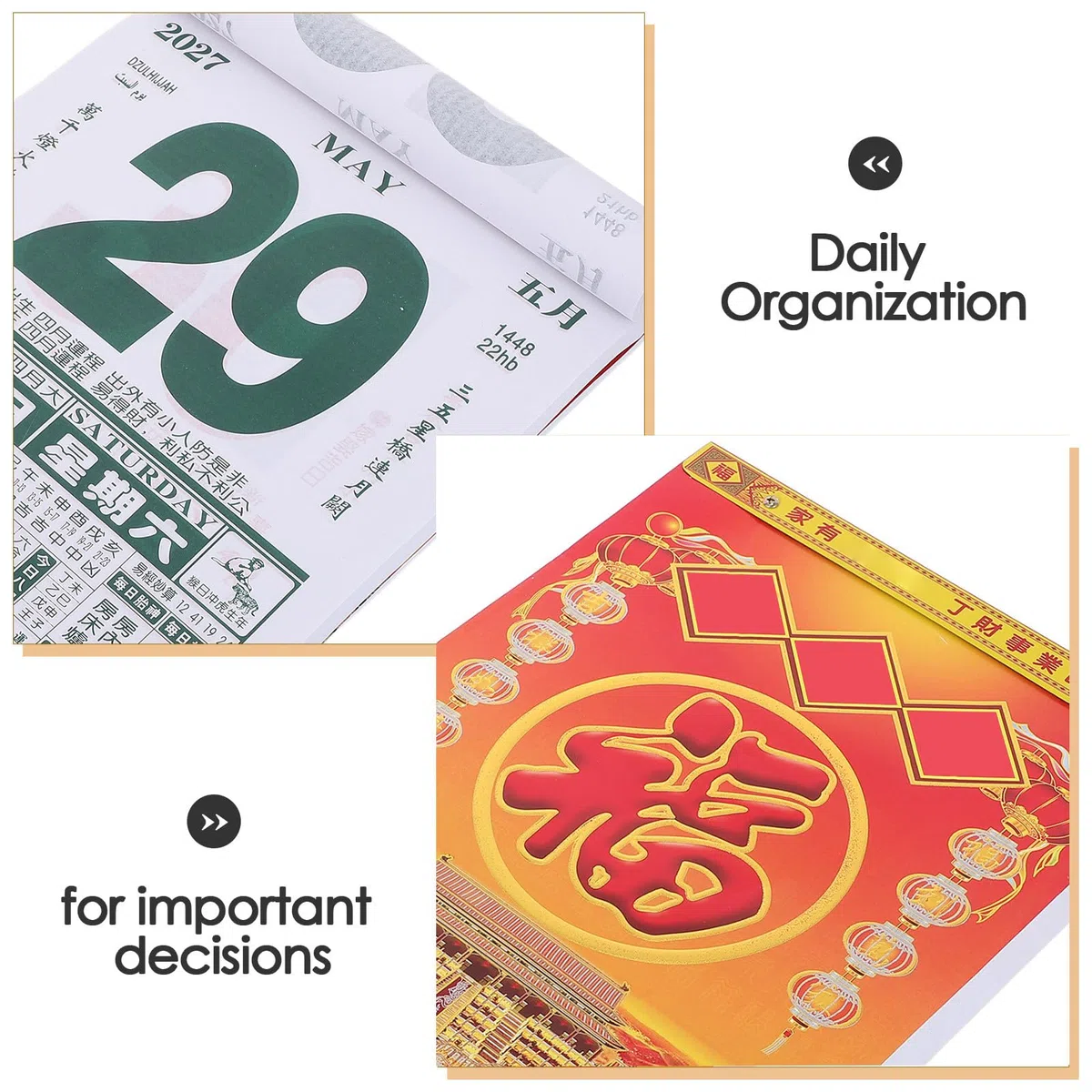 SHINEOFI Calendario de Pared Tradicional Chino Lunar 2027, Desprendible, con Hojas Desprendibles, Planificador Diario Feng Shui para El Hogar, La Oficina Y La Escuela - 13,78 X 10,2 Pulgadas