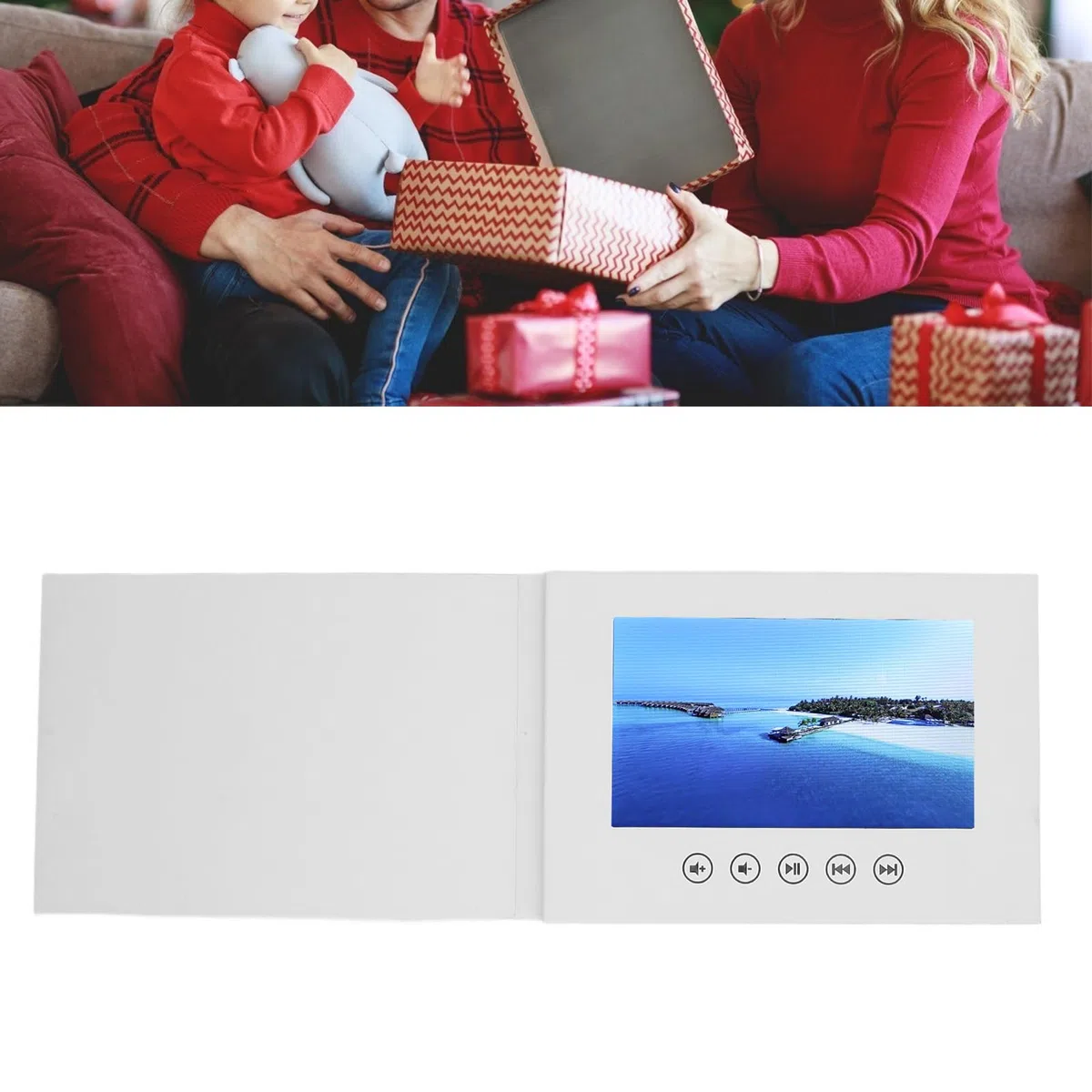 Tarjeta de Felicitación de Video, Libro de Videos Electrónicos de 720p HD con Pantalla LCD, Folleto de Video Integrado en Memoria de 128 M, Personaliza Tu Propio álbum de Video (5 Pulgadas)