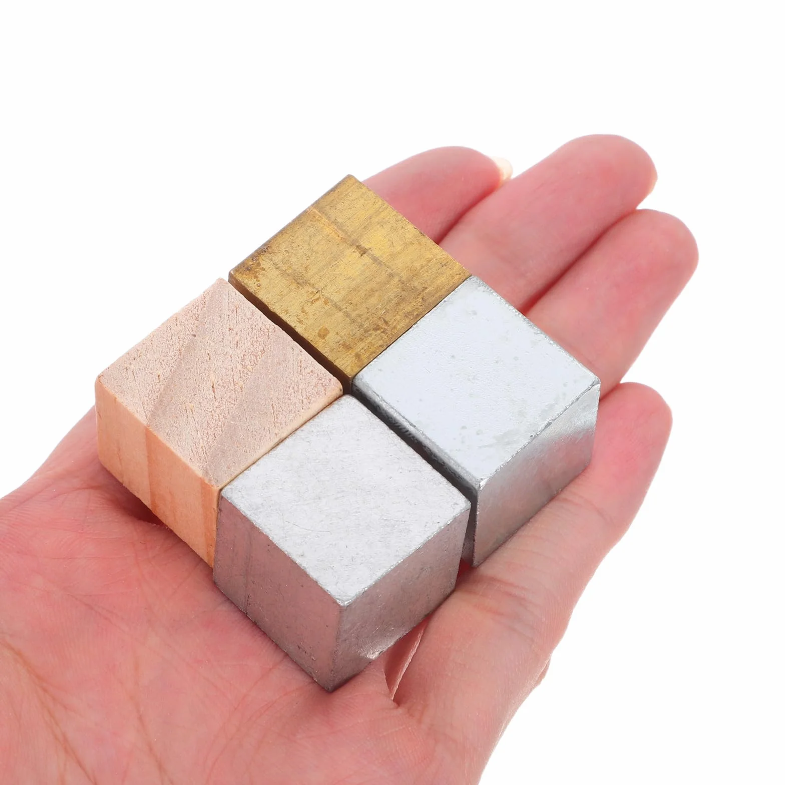 Juego Educativo de 7 Bloques de Densidad de Cobre, Hierro y Aluminio para Comparación de Materiales y Demostraciones Científicas en Clases y Hogar