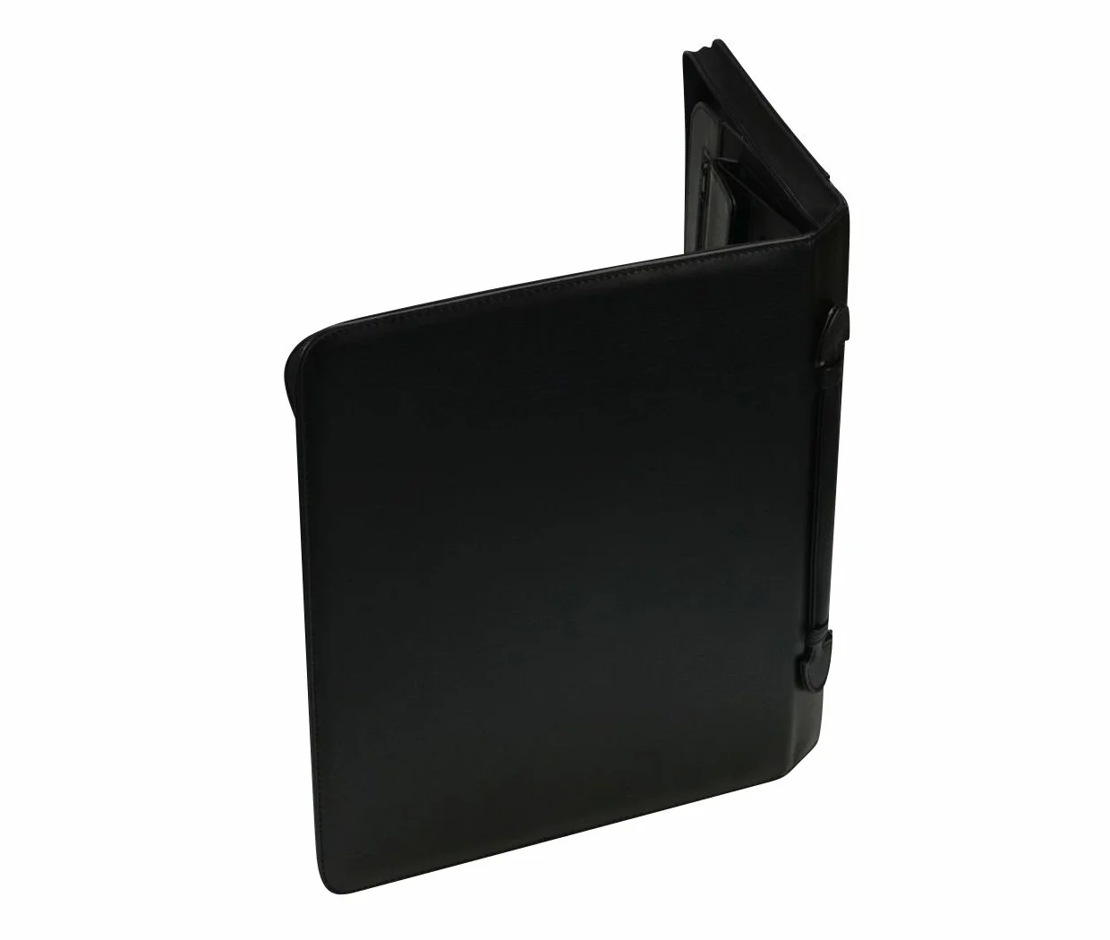 Alassio 30025 - Agenda de piel ecólogico (4 anillos, soporte para bolígrafos y tarjetas), color negro