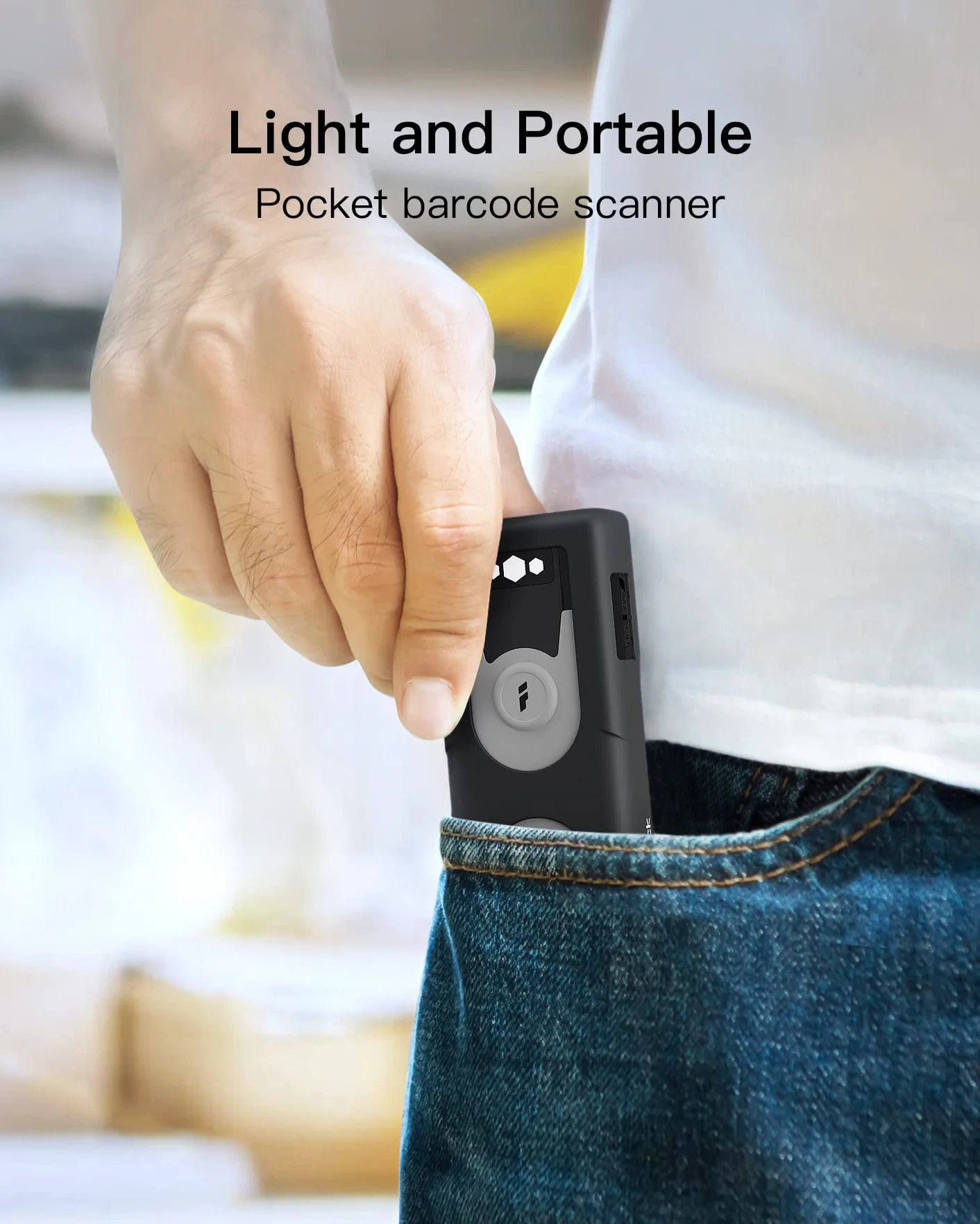 Inateck Lector Codigo Barras 1D CCD Bluetooth, Inalambrico con Adaptador USB de 2.4Ghz, Lectura en Pantalla, Accesos Rápidos Exclusivos, BCST-43
