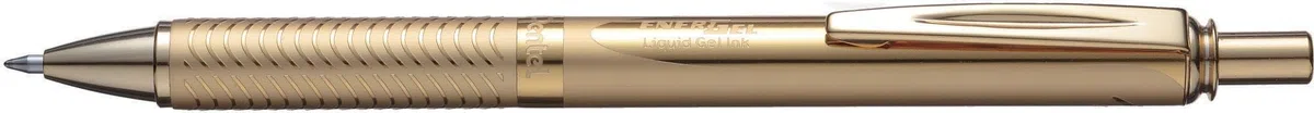 Pentel BL407 Energel Sterling, barril de metal dorado, bolígrafo de tinta de gel, punta de 0,7 mm, tinta negra (paquete de 12)
