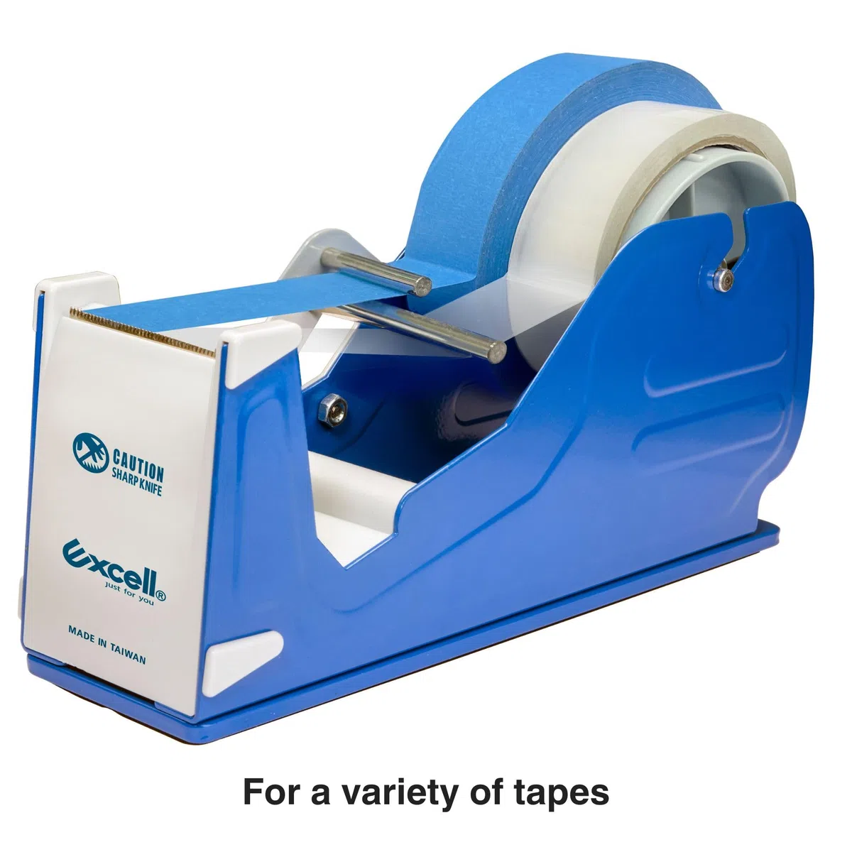 Excell Deluxe EX-2272 - Dispensador de cinta de escritorio con barras separadoras de metal escalonadas, 2 pulgadas de ancho, núcleo de 3 pulgadas