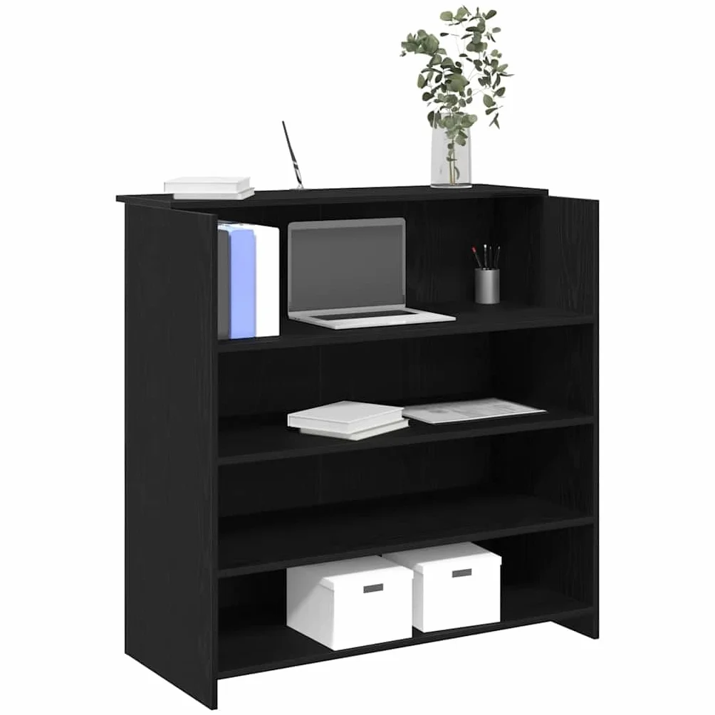vidaXL Escritorio de recepción Roble Negro 100x50x103,5 cm Madera de ingeniería