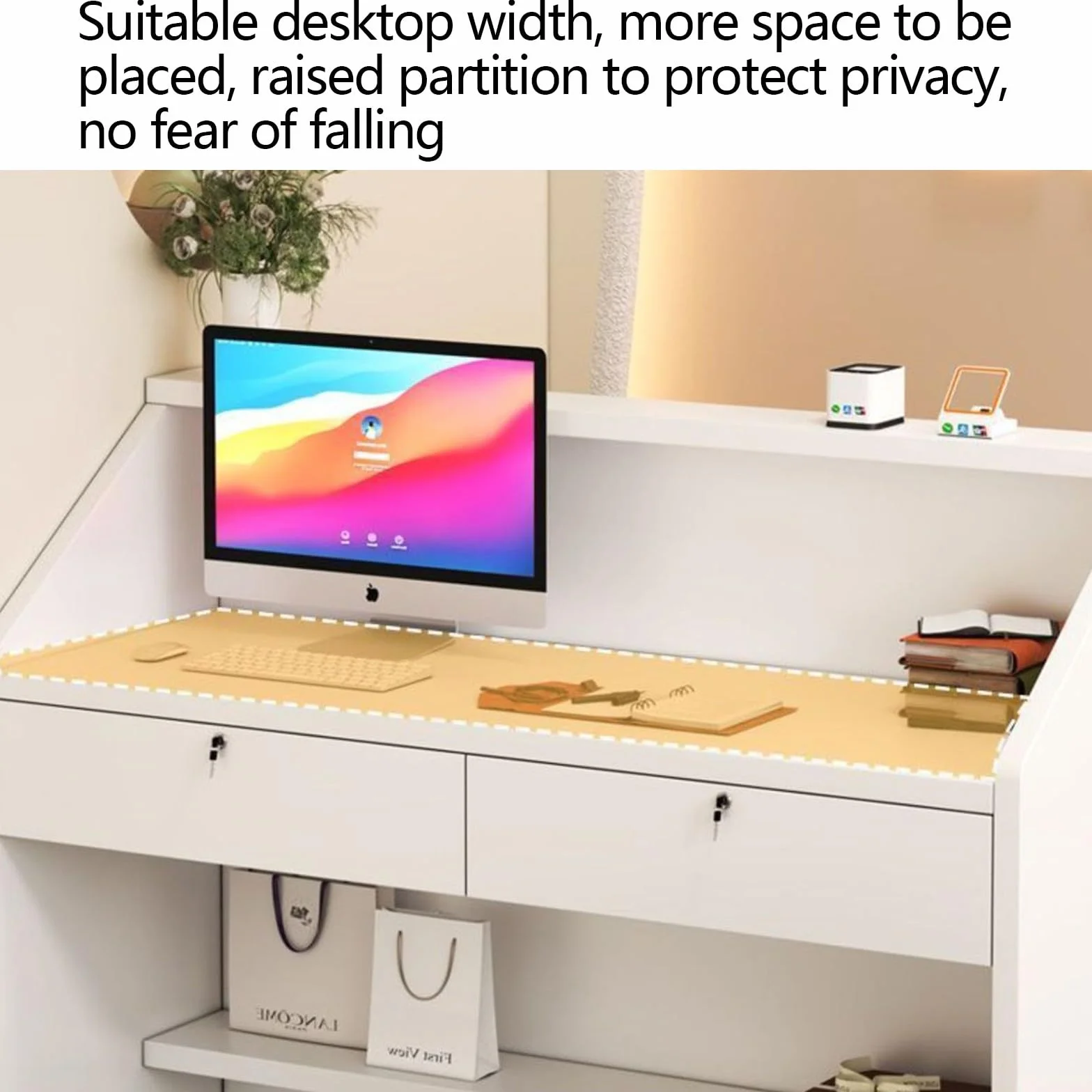 Mostrador de recepción moderno con cajones 60x34x92cm blanco para tienda minorista