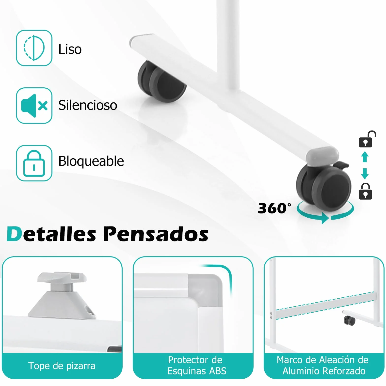 GOPLUS Pizarra Blanca Rodante Magnética 60x90cm Altura Ajustable 151-178cm Giratoria 360° Doble Cara
