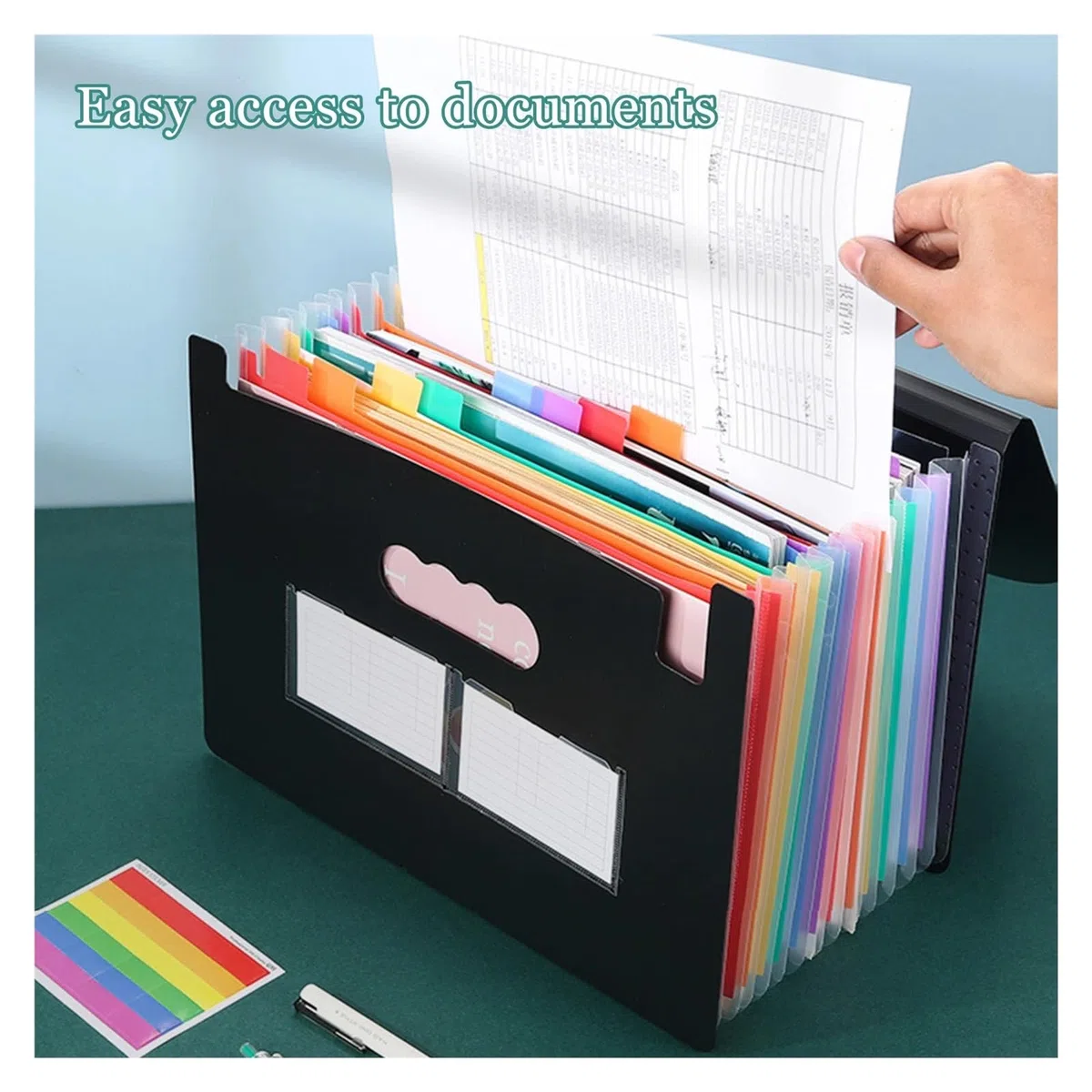 Carpeta de acordeón con 13/24 Bolsillos, Organizador expandible for Documentos, facturas, Recibos y Documentos.(24 Pockets)