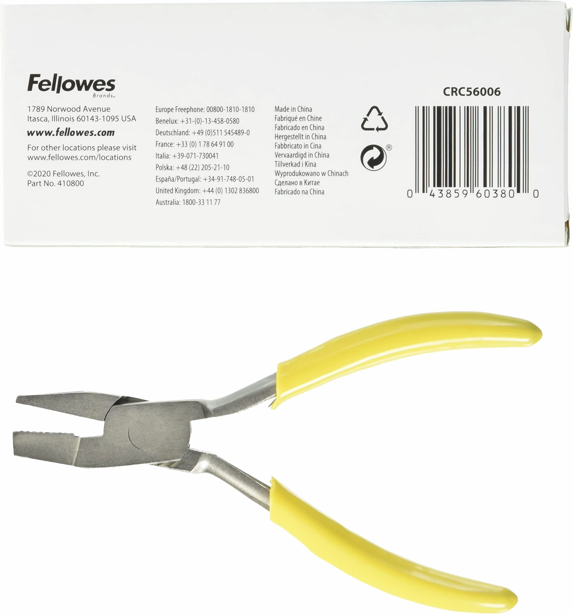 Fellowes 5600601 - Alicate de corte y doblado para encuadernación, color plata y amarillo