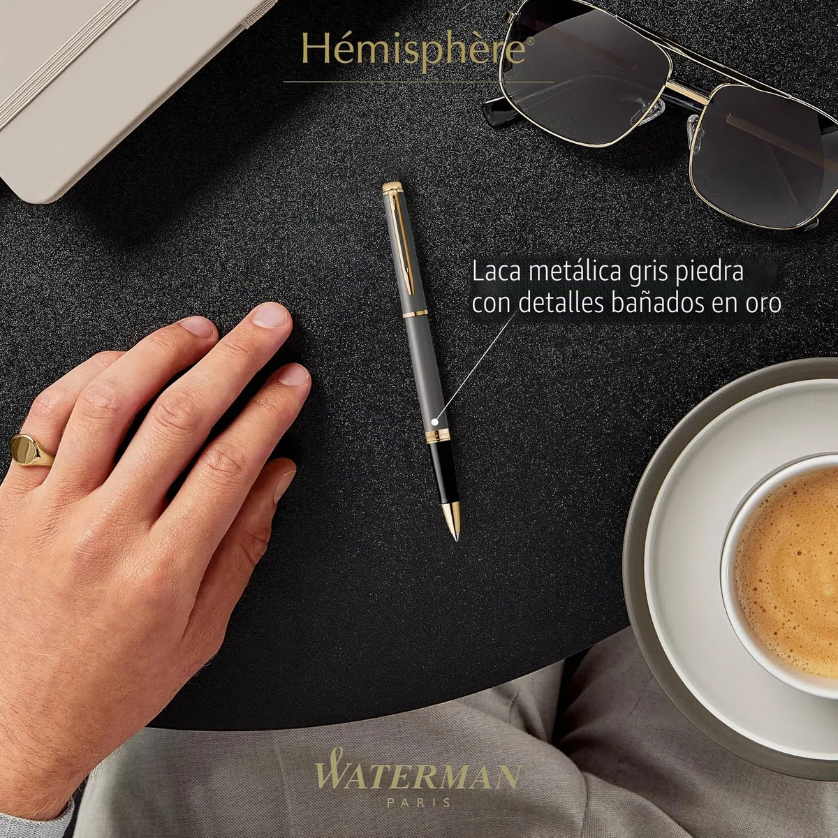 Waterman Hémisphère Pluma estilográfica | La Edición Discreta | Gris piedra | plumín mediano de acero inoxidable | estuche de regalo