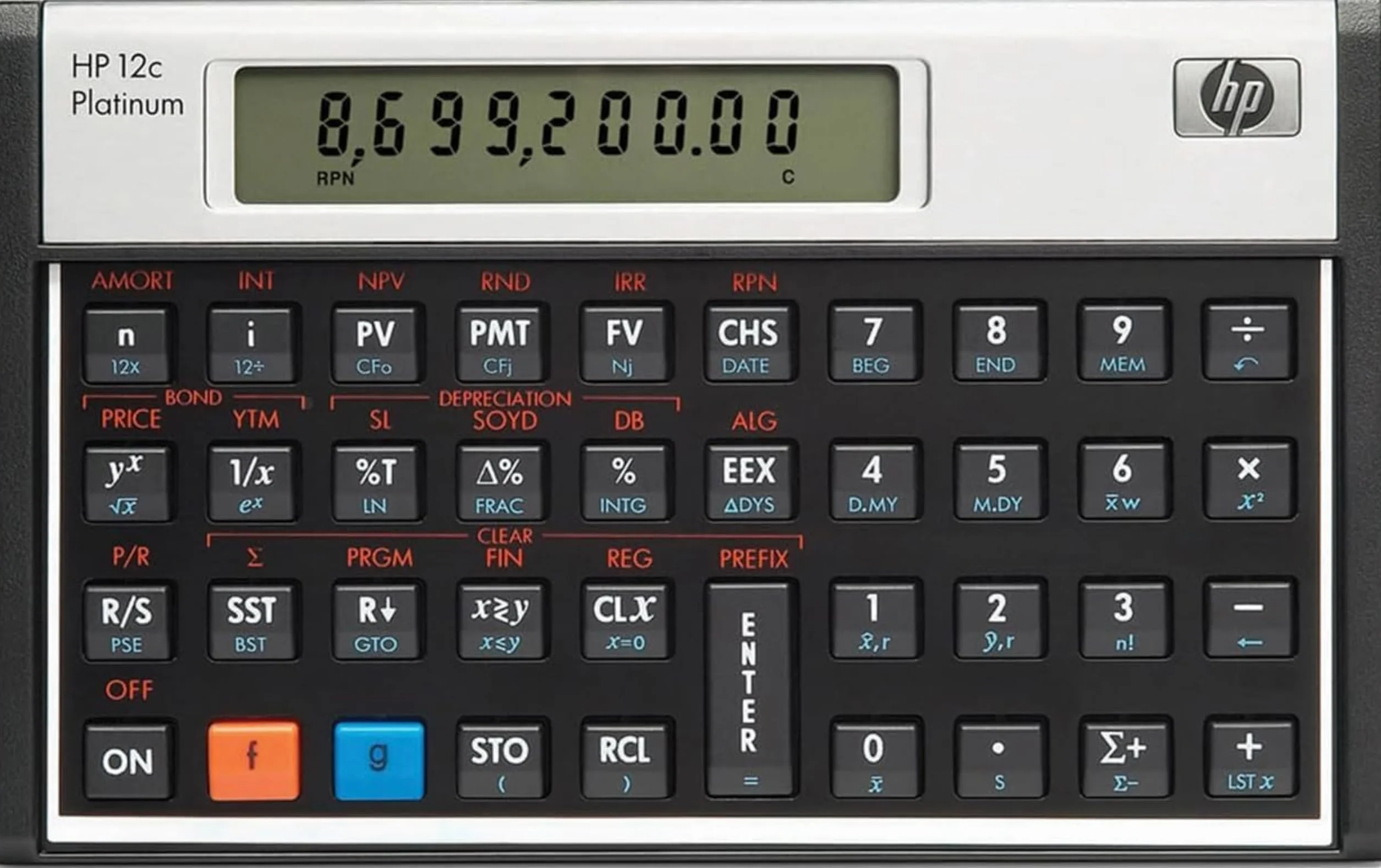 HP 12c Financial Programmable Calculator - Calculadora (Escritorio, Financiero, Negro, 1 CR2032, 1 CR2032 battery, 116g)
