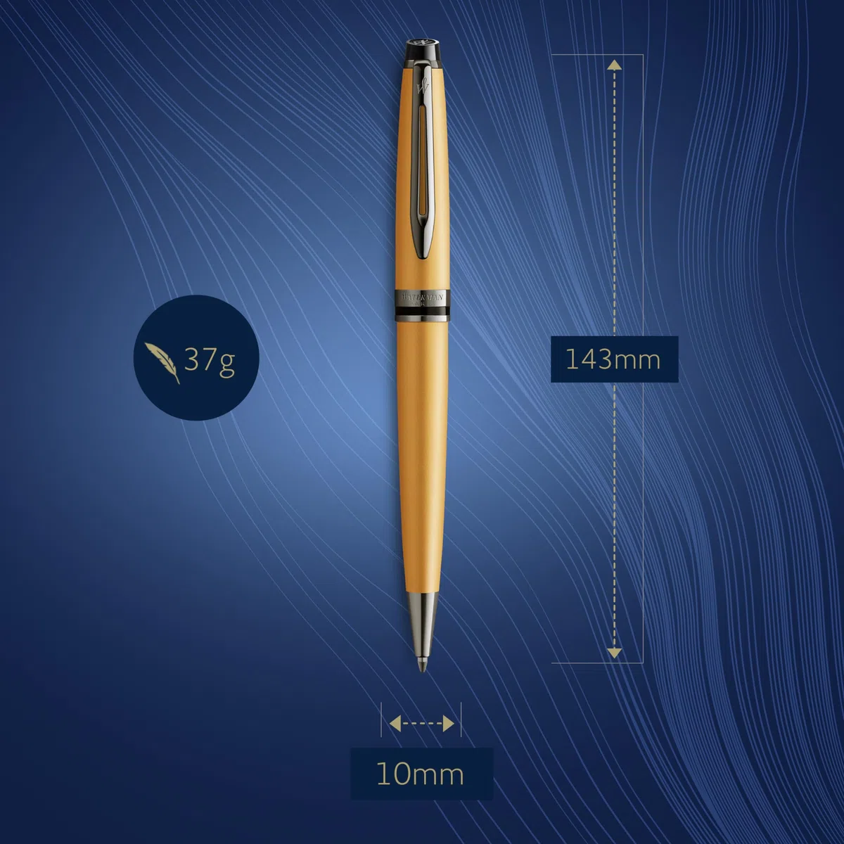 Waterman Bolígrafo Expert | Lacado en dorado metalizado con detalles en rutenio | Punta mediana | Tinta negra | Con caja de regalo