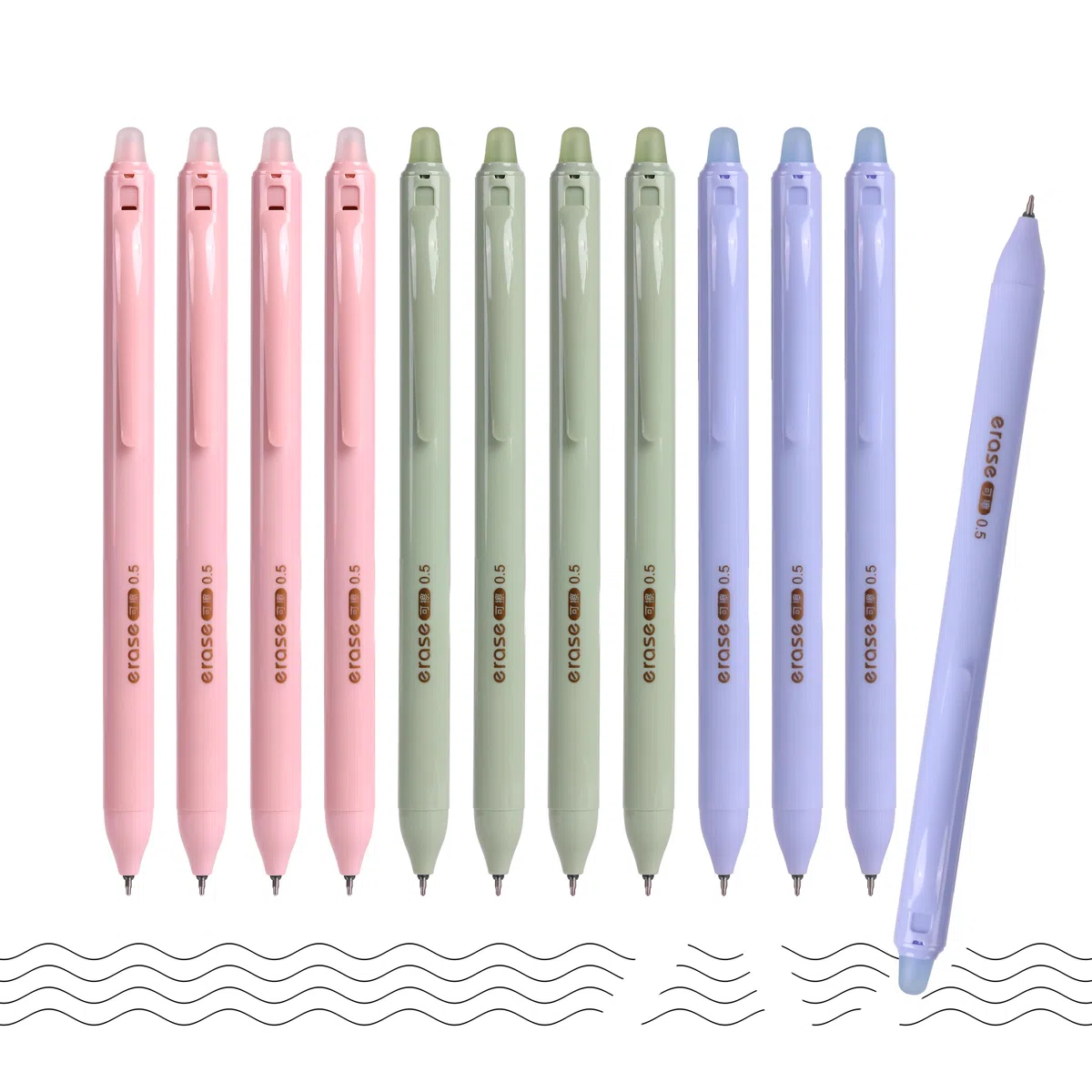 Paquete de 12 bolígrafos de gel borrables, tinta negra, punta fina de 0.5 mm, escritura suave, secado rápido y a prueba de manchas, perfecto para oficina, toma de notas, escuela y regalos