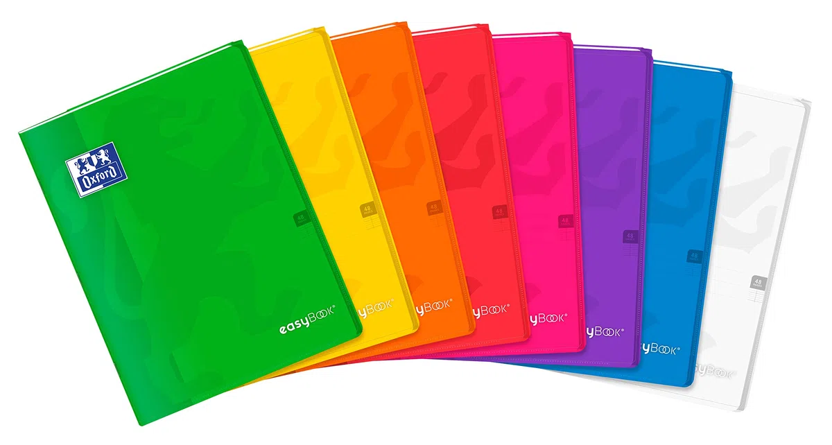 Oxford EasyBook – Lote de 10 cuadernos grapados grandes, 24 x 32 cm, 48 páginas grandes, cuadriculados, 90 g, colores surtidos