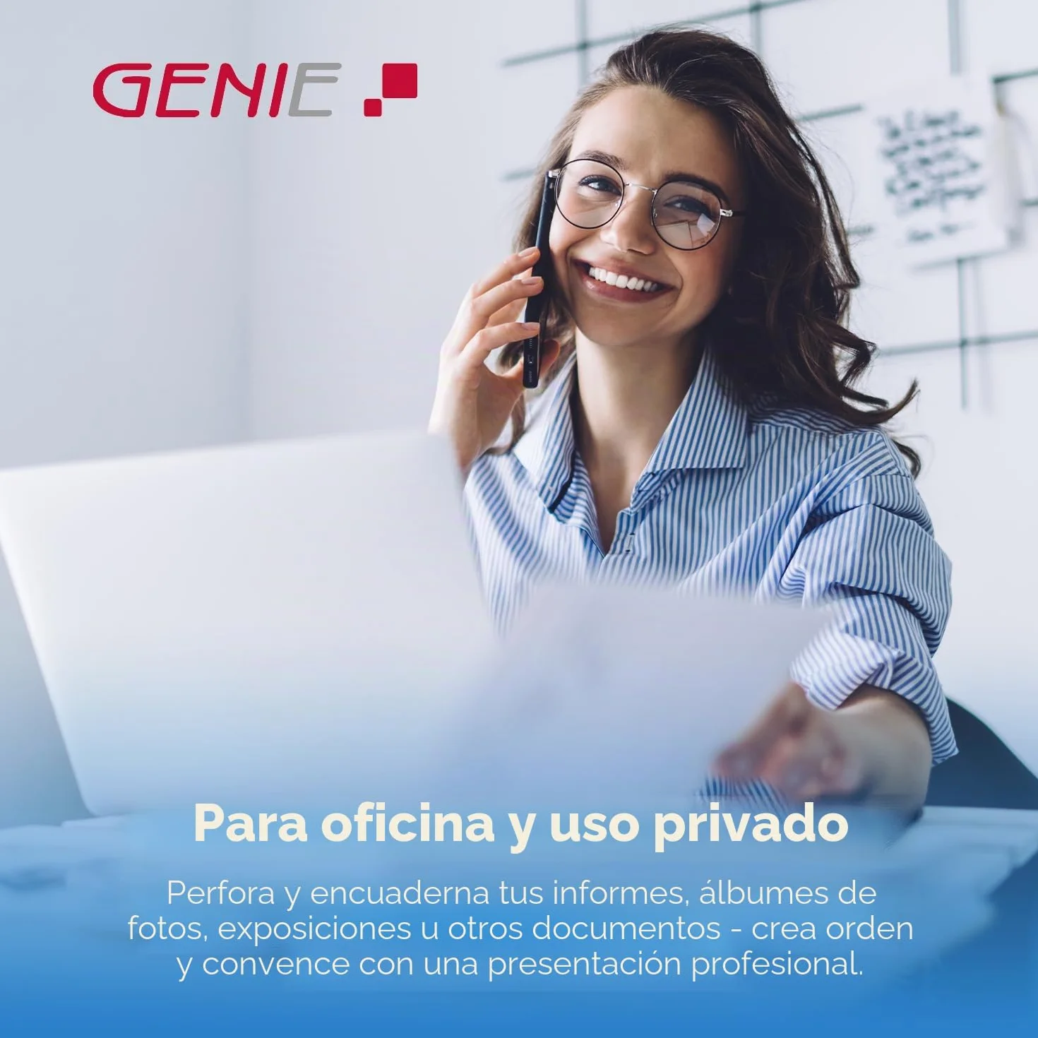 Genie CB 850 - Encuadernadora, hasta 350 hojas, DIN A4, incluye juego de 75 piezas, color plata y negro