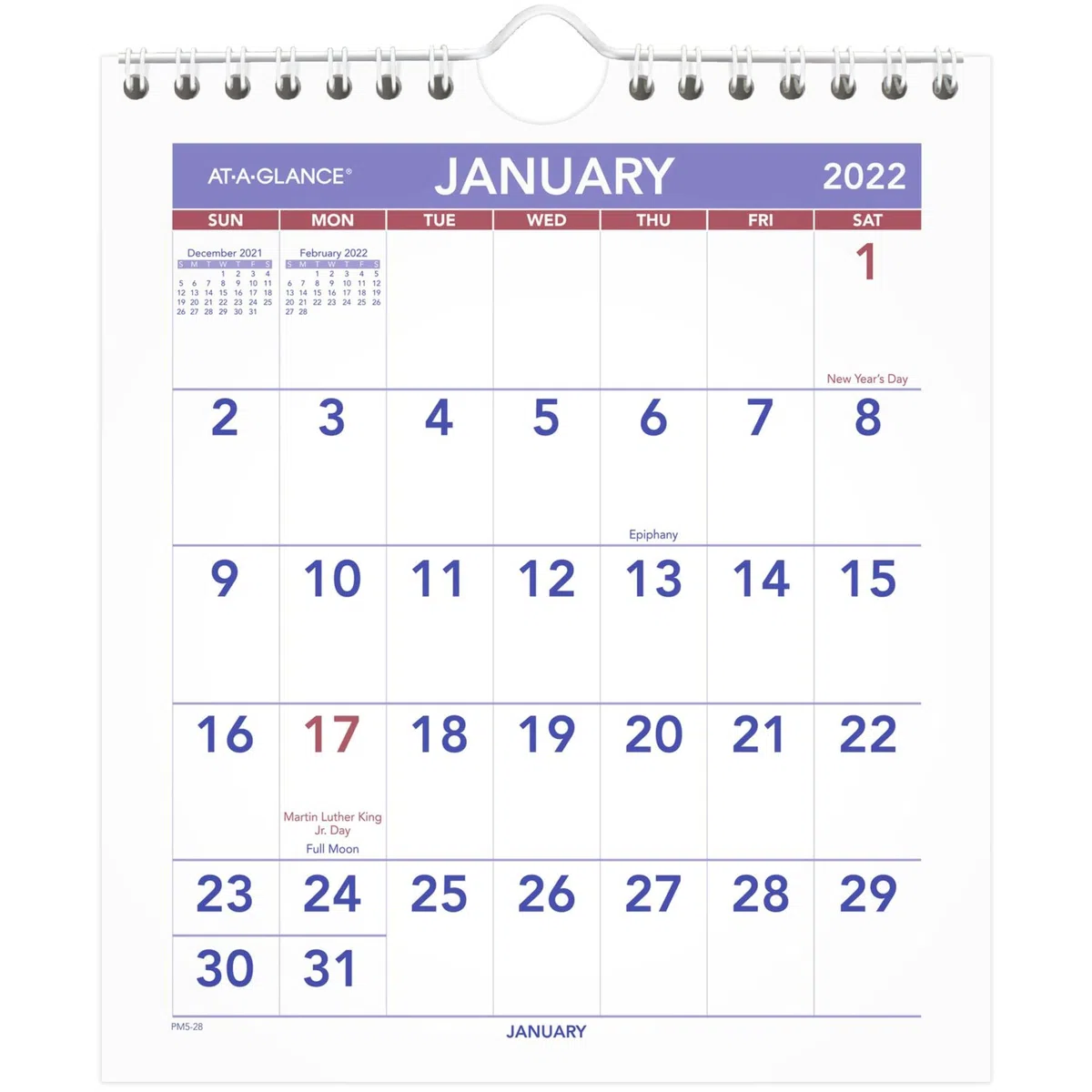 AT-A-GLANCE - Calendario de pared 2022, 6-1/2 x 7-1/2 pulgadas, mini, mensual (PM528)