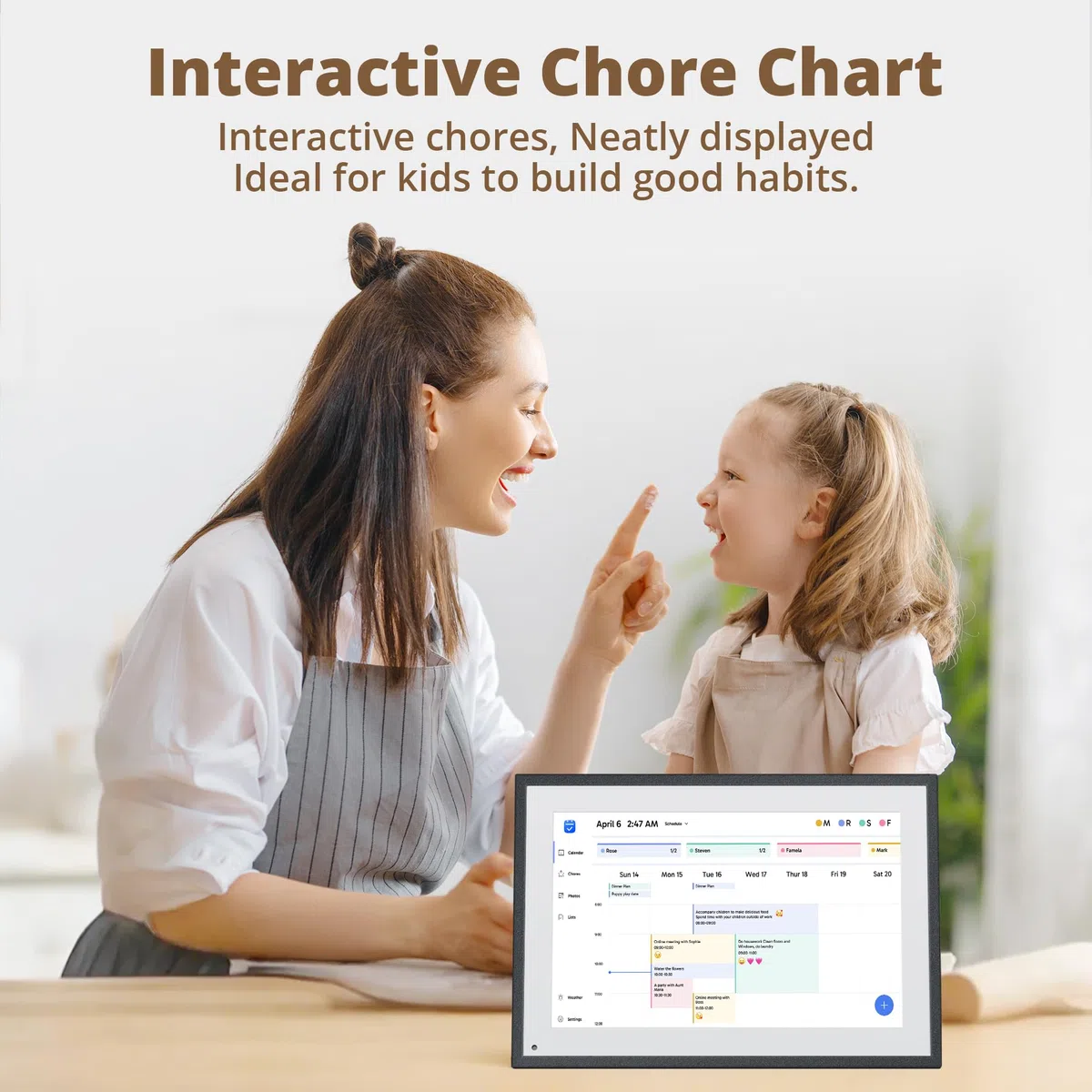 Dragon Touch Calendario, Calendario Digital 2025 de 10.1 Pulgadas, planificador de Pared Familiar, Pantalla táctil interactiva Full HD 1080P, Tabla Inteligente de tareas y organización del hogar
