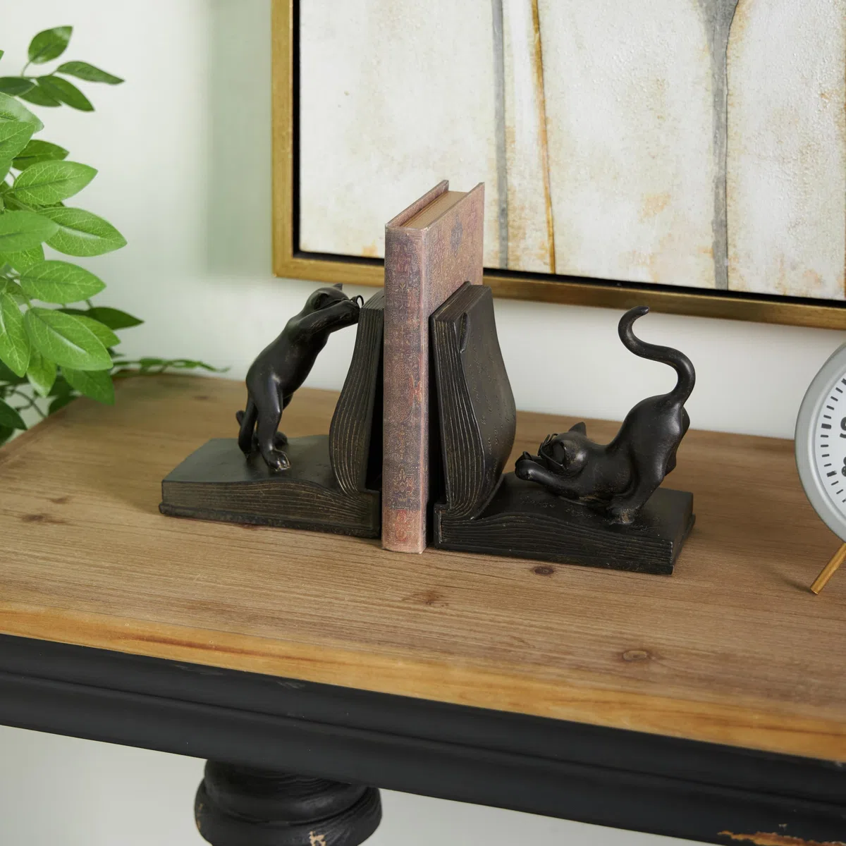 Deco 79 Gato de Polystone sujetalibros Par para Libros Lovers- (44690)